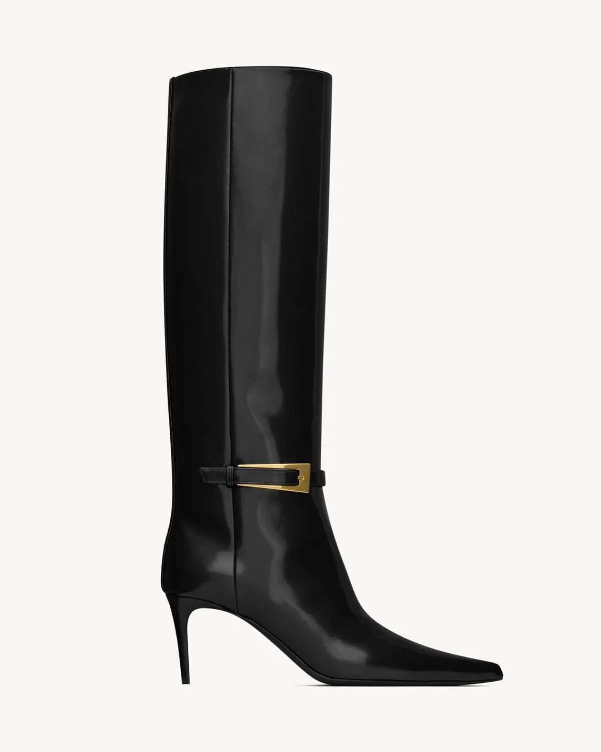 Saint Laurent Boots-LEE boots in glazed leather BLACK