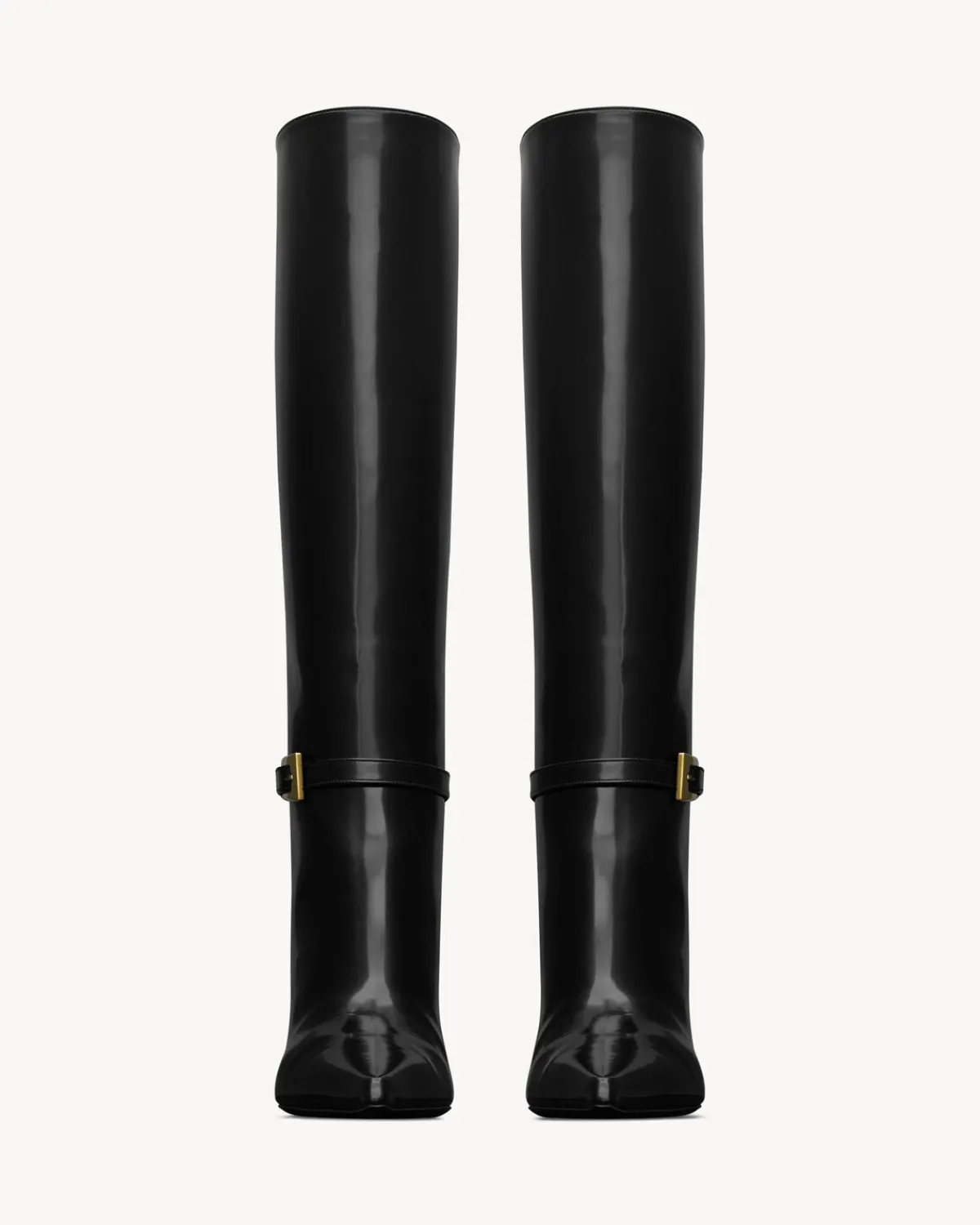 Saint Laurent Boots-LEE boots in glazed leather BLACK