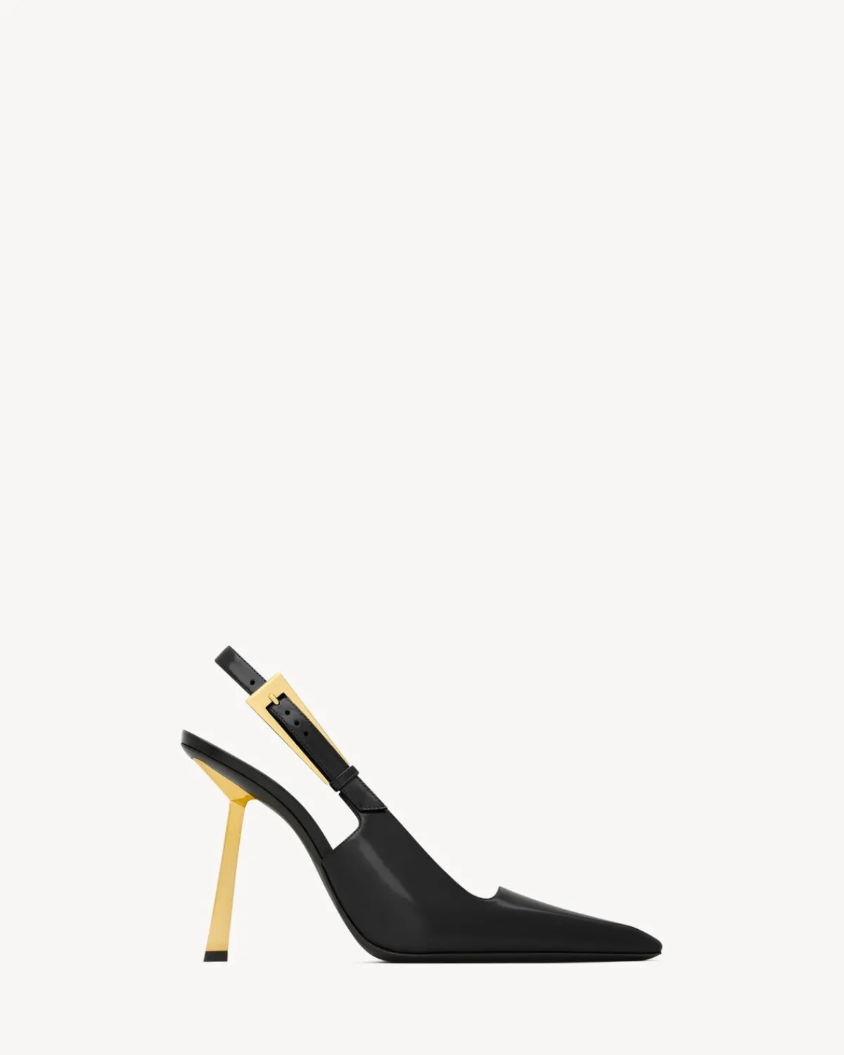 Saint Laurent Slingbacks-LEE slingback pumps in glazed leather BLACK