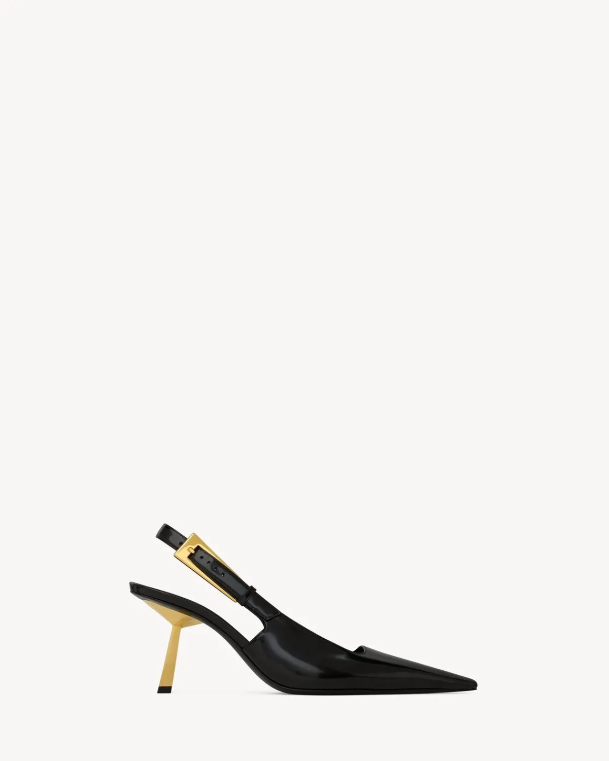 Saint Laurent Slingbacks-LEE slingback pumps in glazed leather BLACK