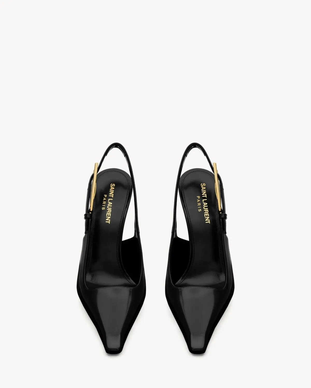 Saint Laurent Slingbacks-LEE slingback pumps in glazed leather BLACK