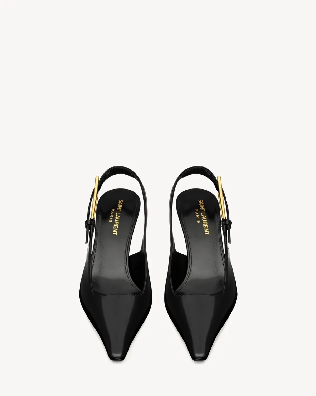 Saint Laurent Slingbacks-LEE slingback pumps in glazed leather BLACK