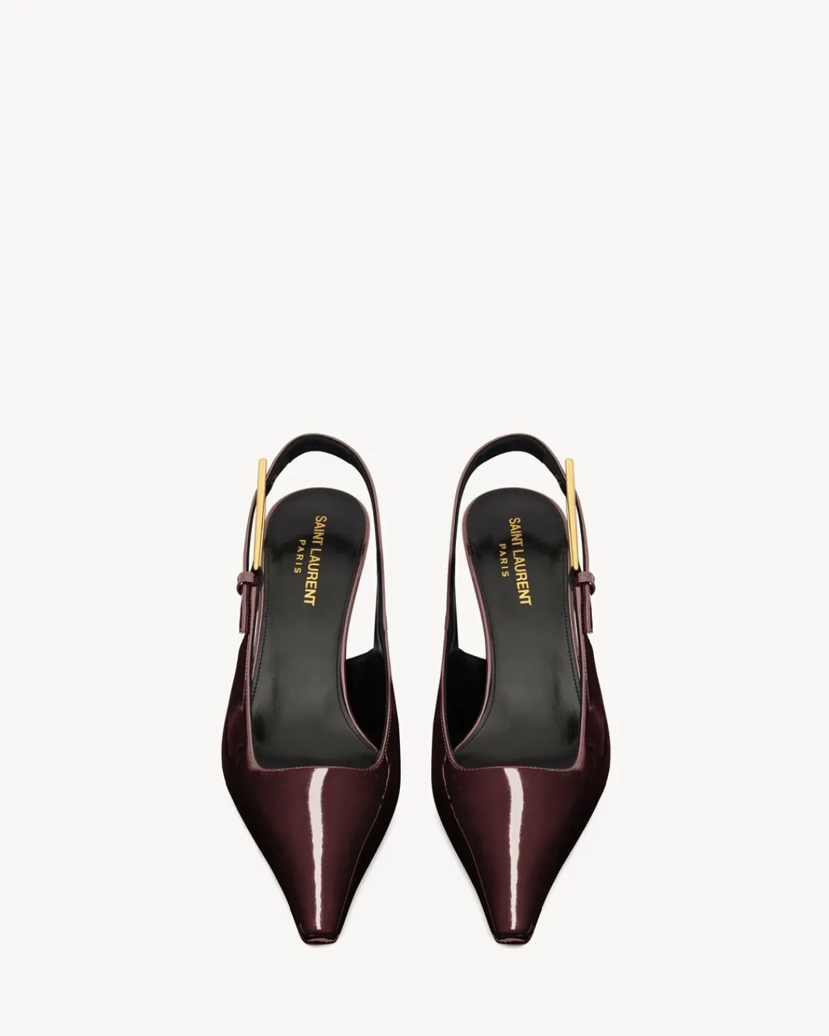 Saint Laurent Slingbacks-LEE slingback pumps in patent leather MARRONGLACE