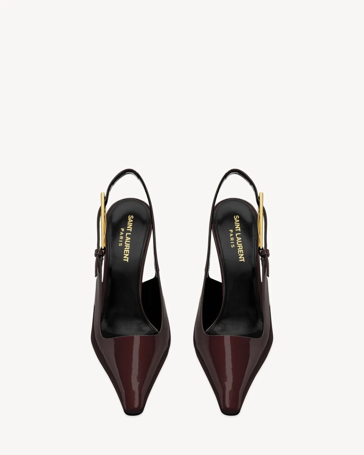 Saint Laurent Slingbacks-LEE slingback pumps in patent leather MARRONGLACE