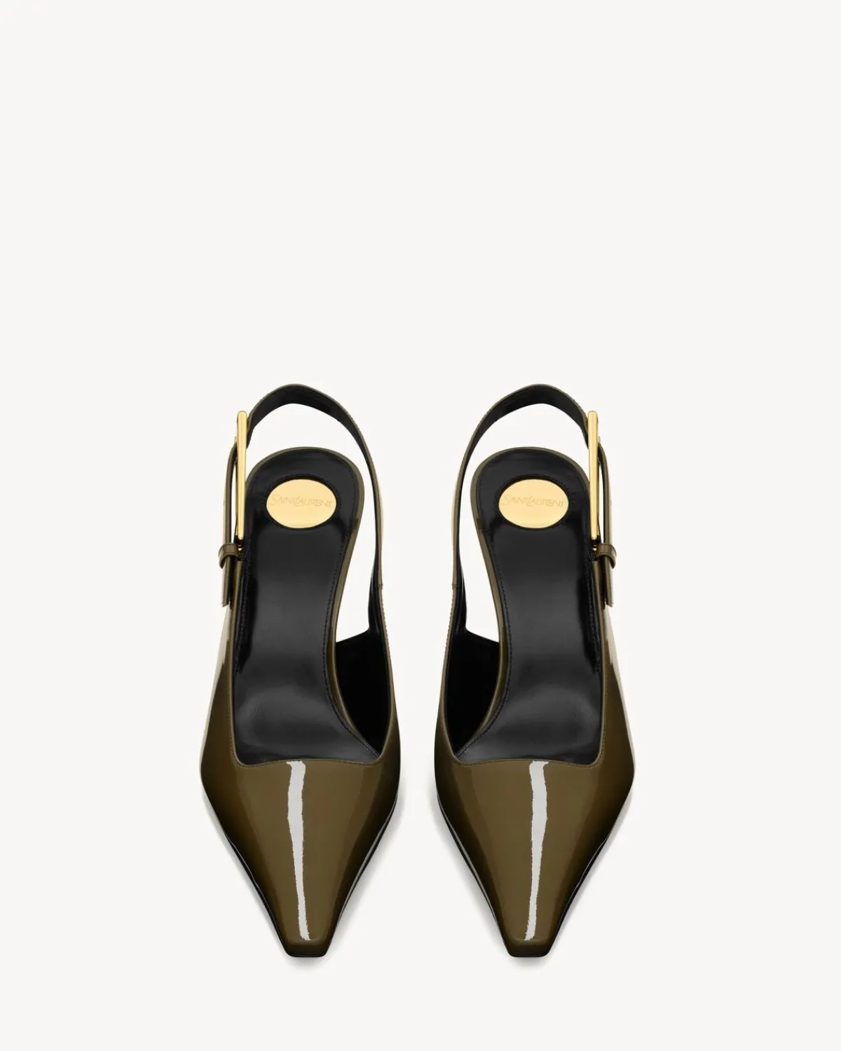 Saint Laurent Slingbacks-LEE slingback pumps in patent leather KAKI