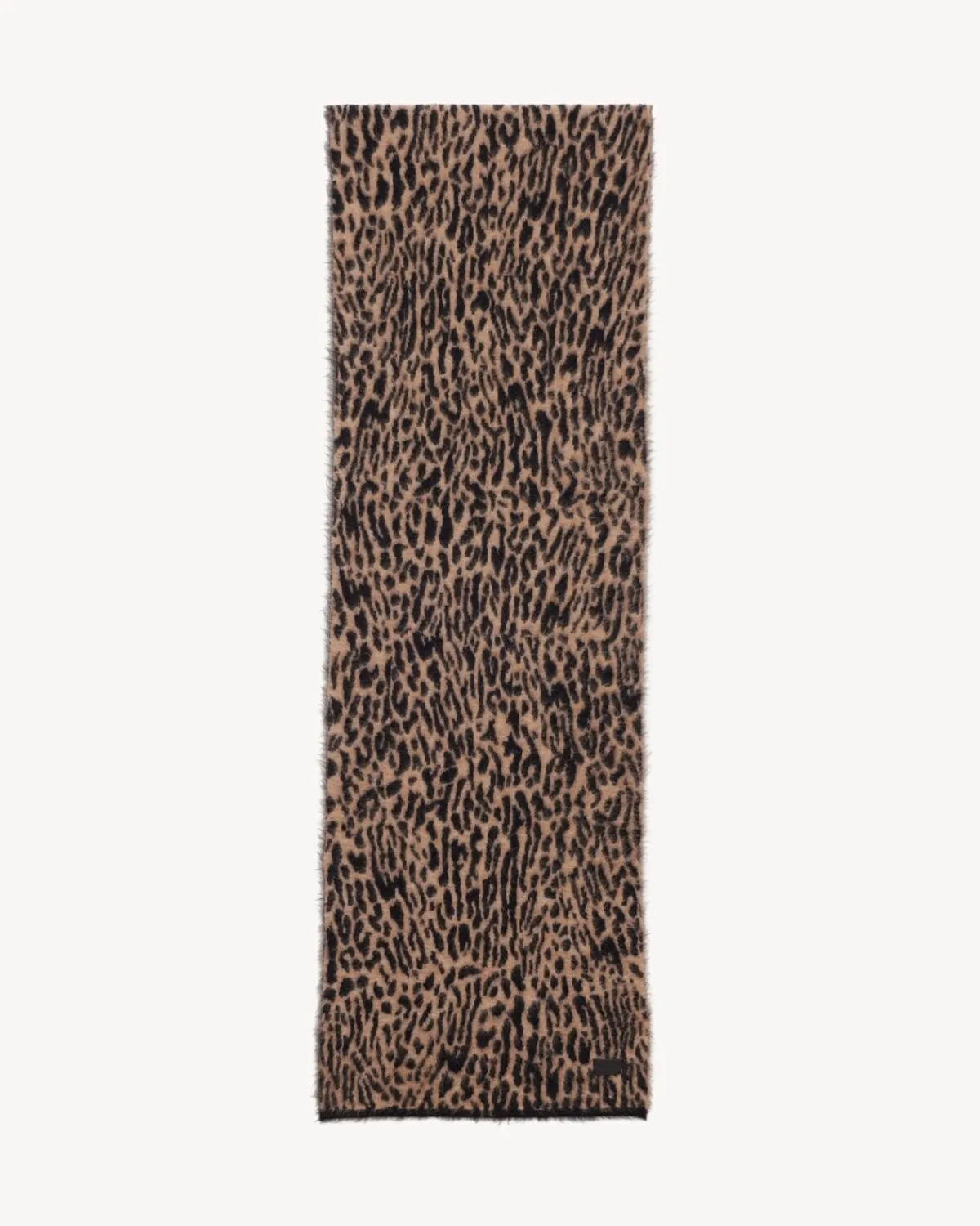 Saint Laurent Scarves And Silk-leopard scarf in knit BEIGEANDBLACK