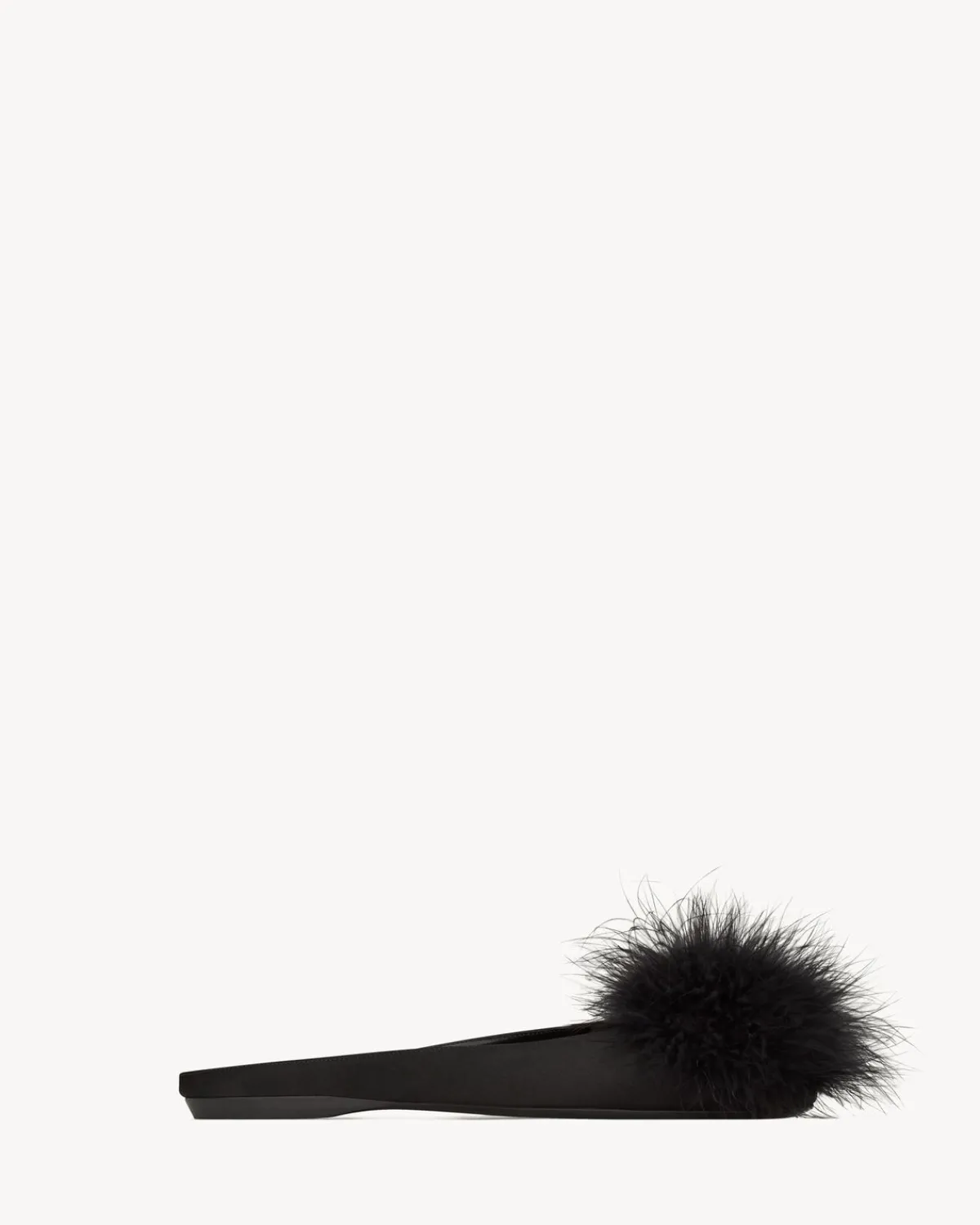 Saint Laurent Flats-LIDO slip-ons in satin crepe and feathers BLACK