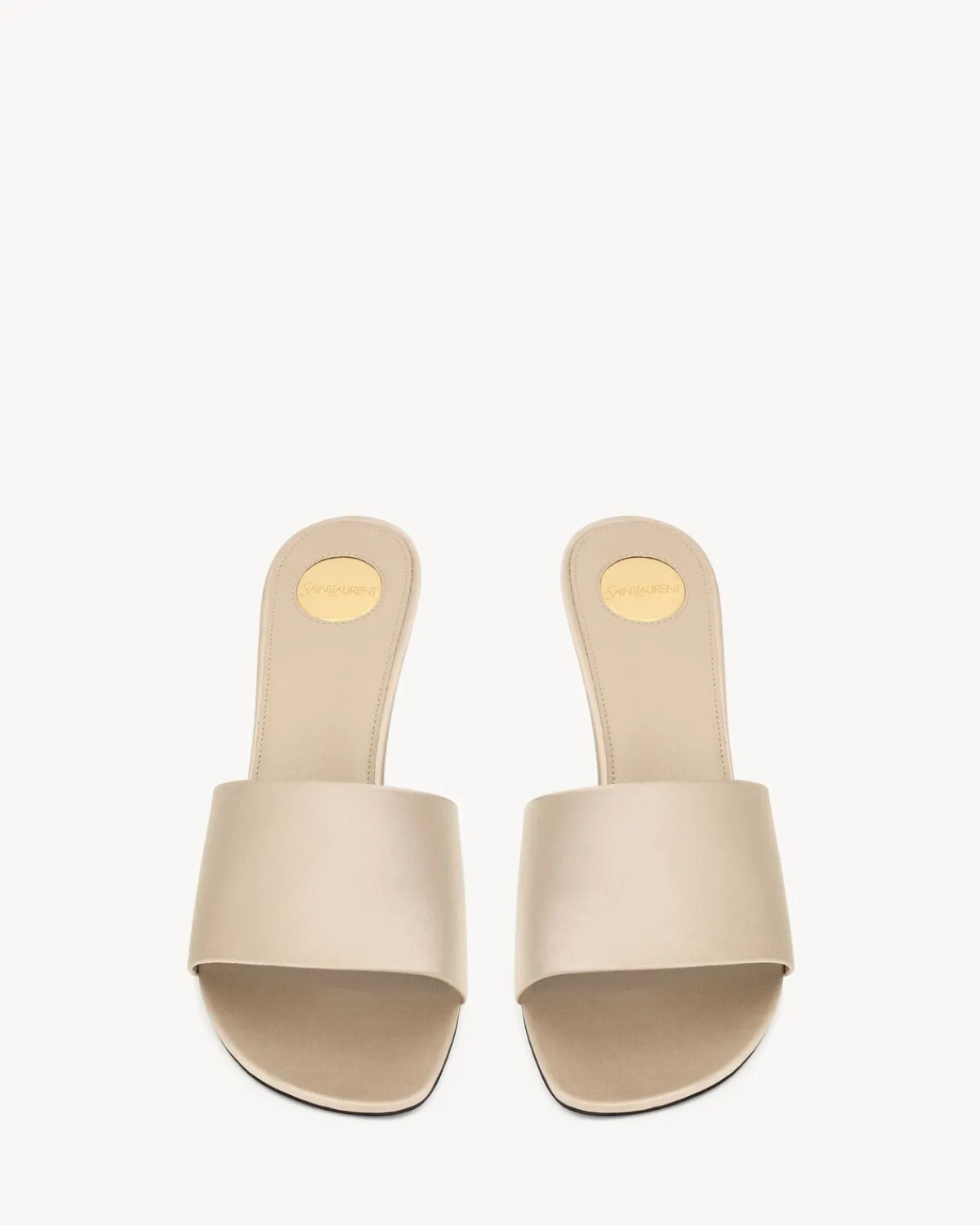 Saint Laurent Pumps And Mules-LODGE mules in satin crepe LIGHTNUDE