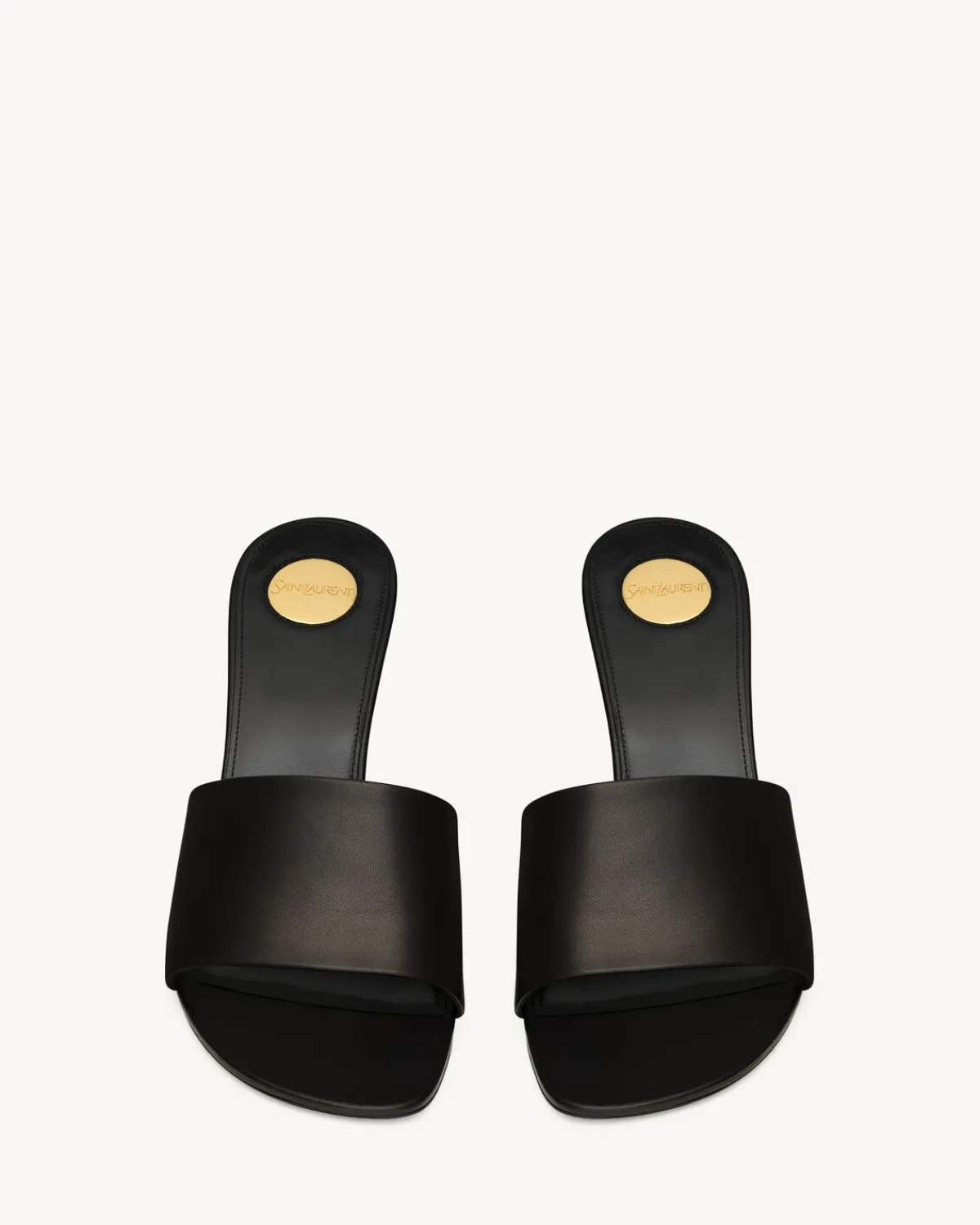 Saint Laurent Pumps And Mules-LODGE mules in smooth leather BLACK