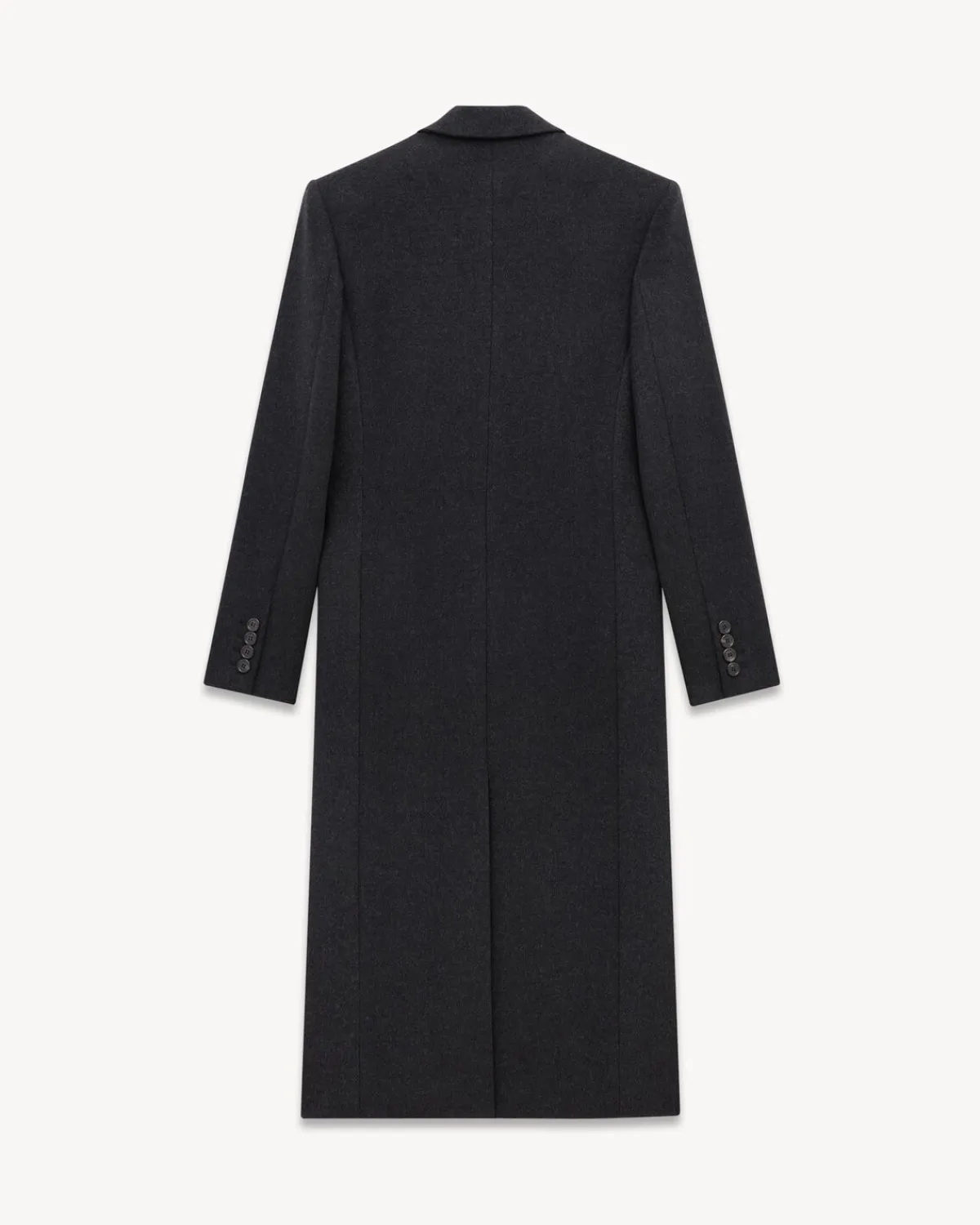 Saint Laurent Leather And Coats-long coat in cashmere and wool felt ANTHRACITE