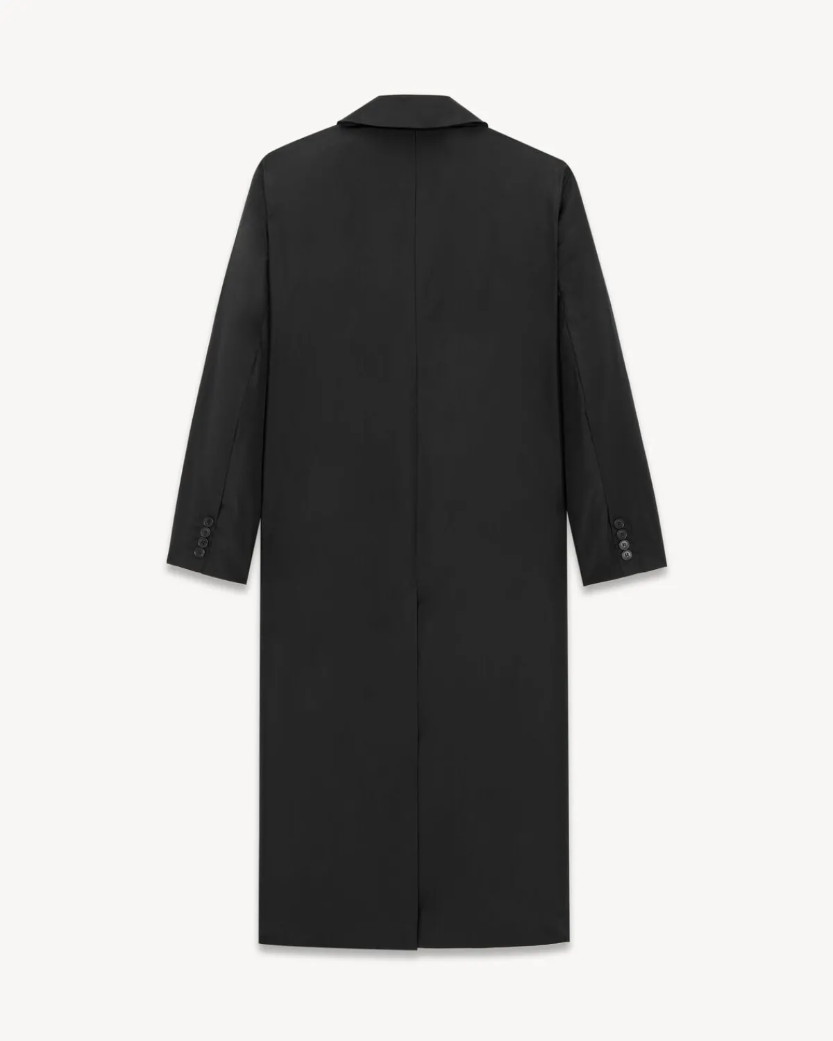 Saint Laurent Leather And Coats-long coat in silk taffeta BLACK