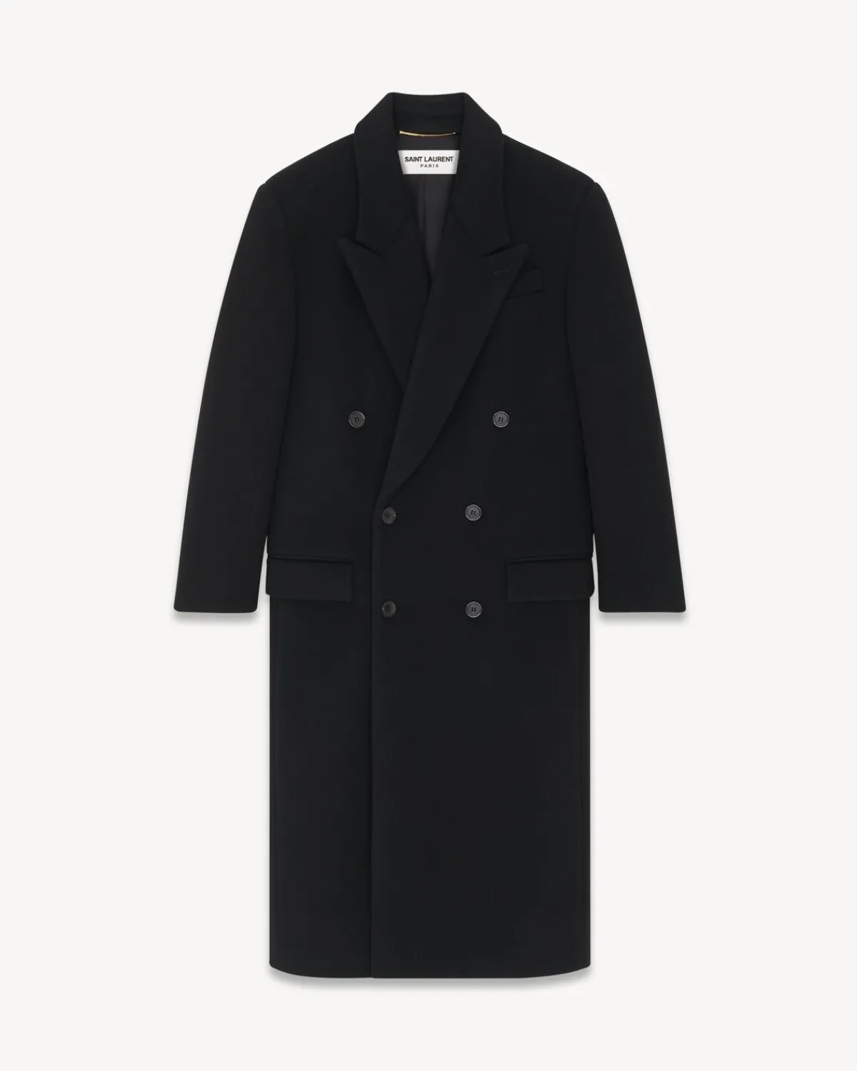 Saint Laurent Leather And Coats-long coat in wool NOIRPROFOND