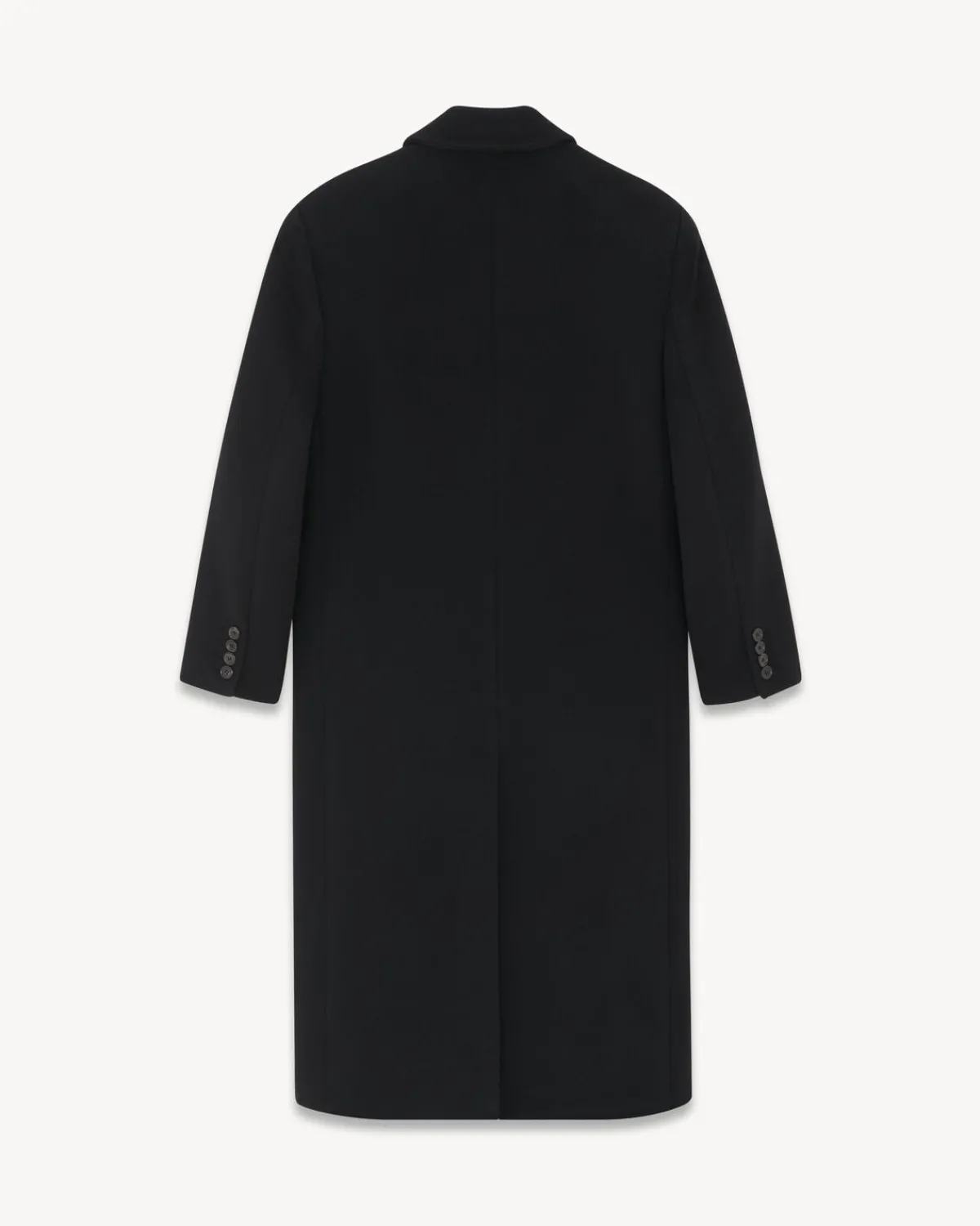 Saint Laurent Leather And Coats-long coat in wool NOIRPROFOND