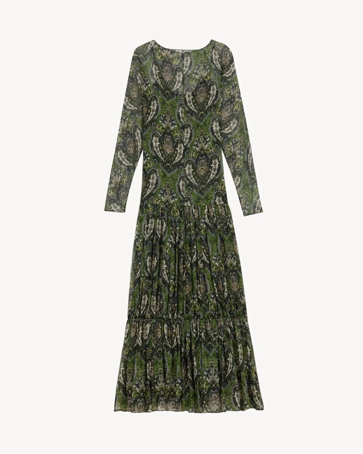 Saint Laurent Dresses And Skirts-long dress in paisley silk crepon VERT