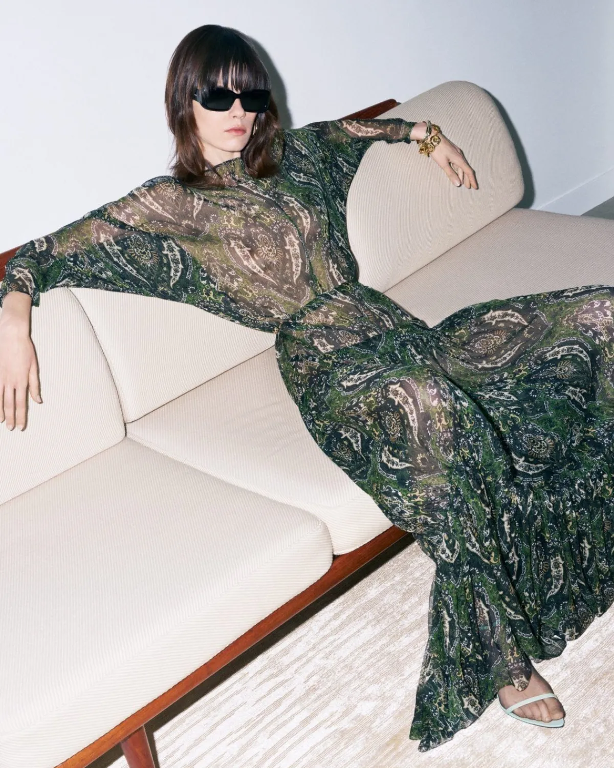 Saint Laurent Dresses And Skirts-long dress in paisley silk crepon VERT