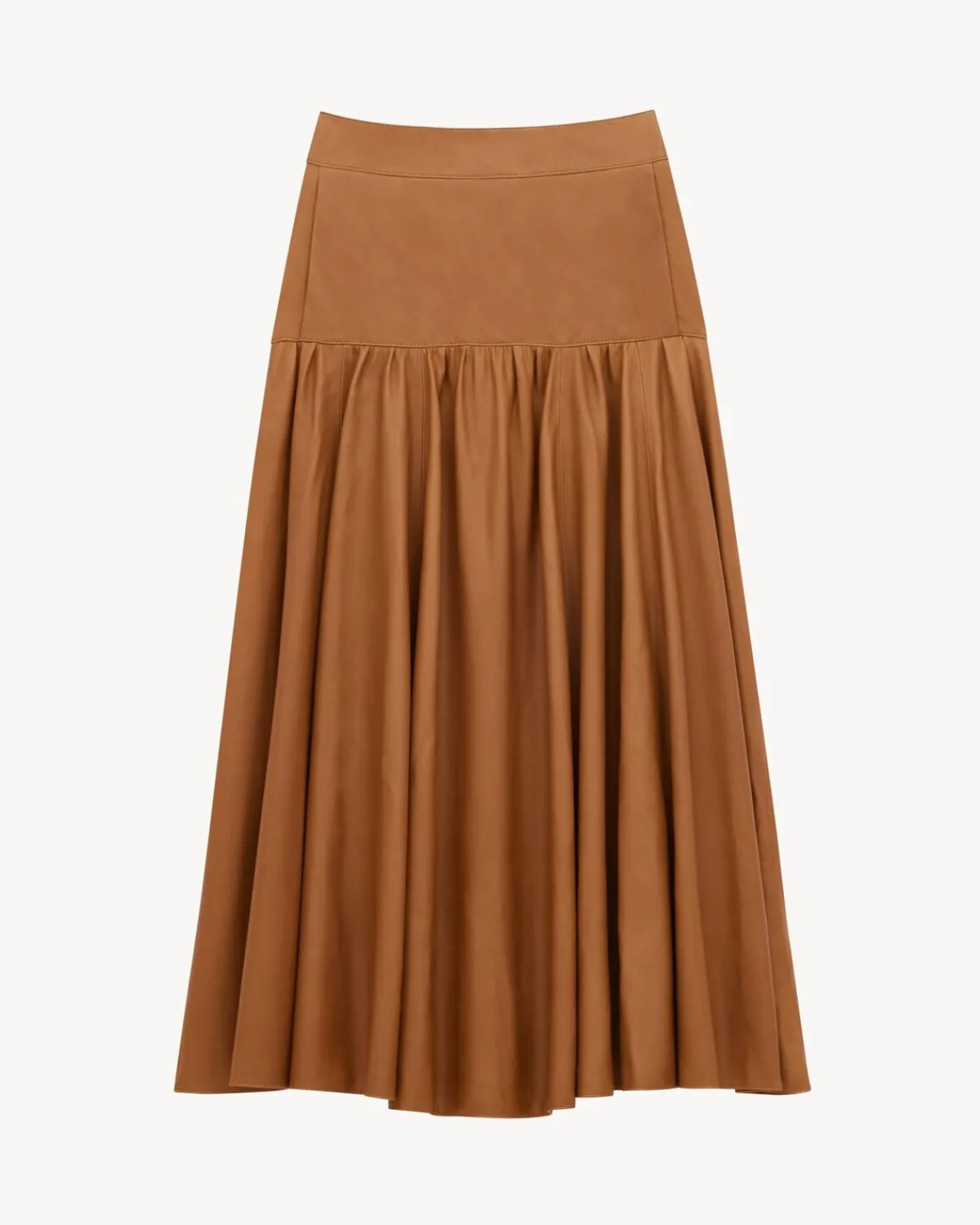 Saint Laurent Dresses And Skirts-long ruffled skirt in shiny lambskin MARRON