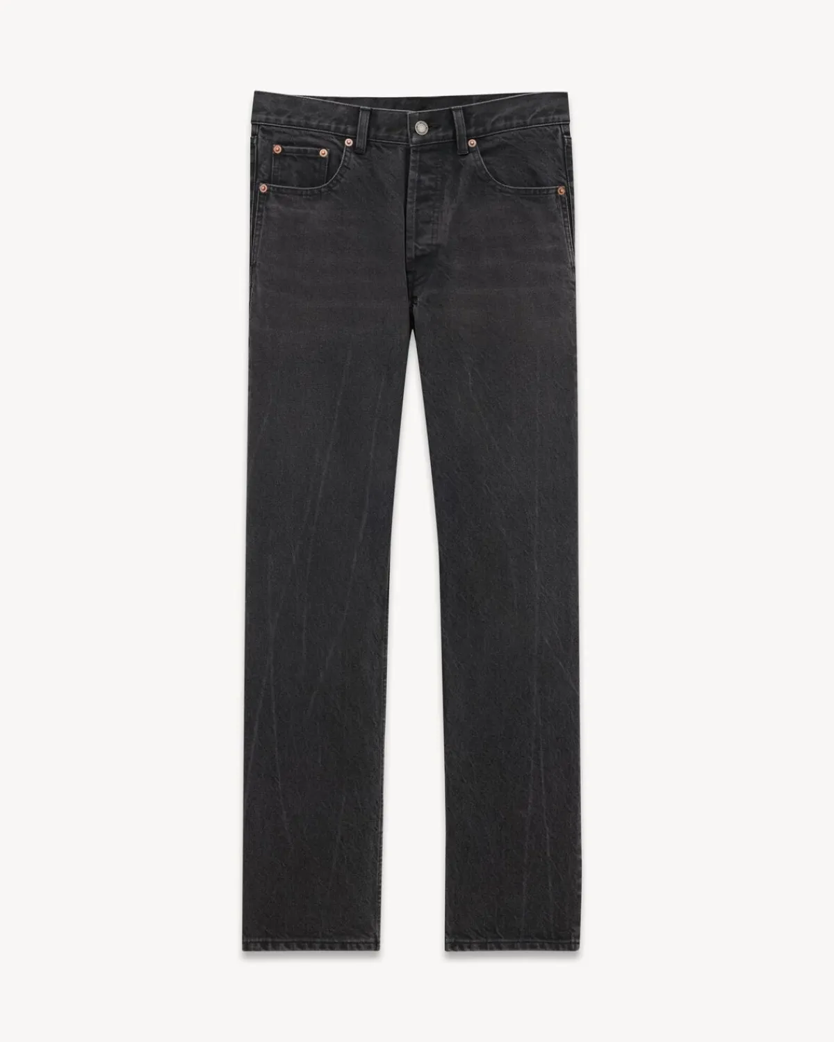 Saint Laurent Denim-Loose-Fit Jeans in Used Black Denim USEDPARISBLACK