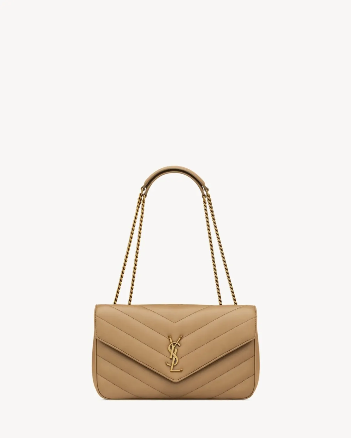 Saint Laurent Shoulder Bags-LOULOU medium in MATELASSÉ lambskin NATURALTAN