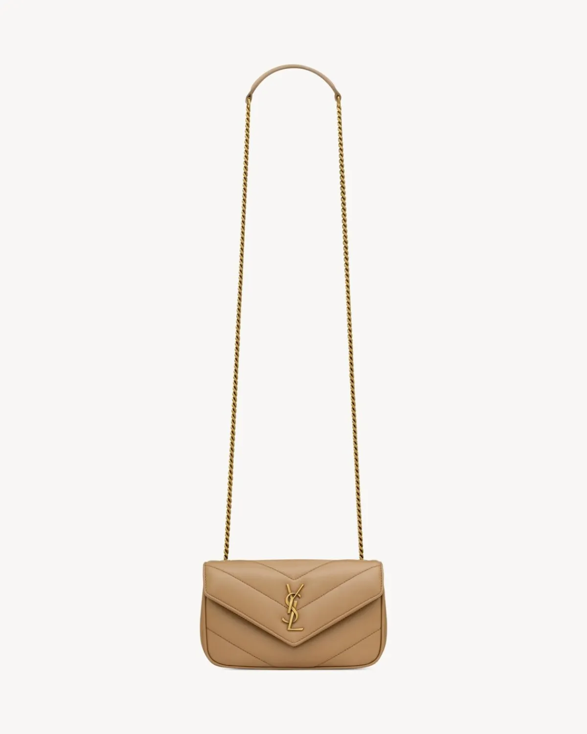 Saint Laurent Mini Bags-LOULOU MINI in lambskin NATURALTAN