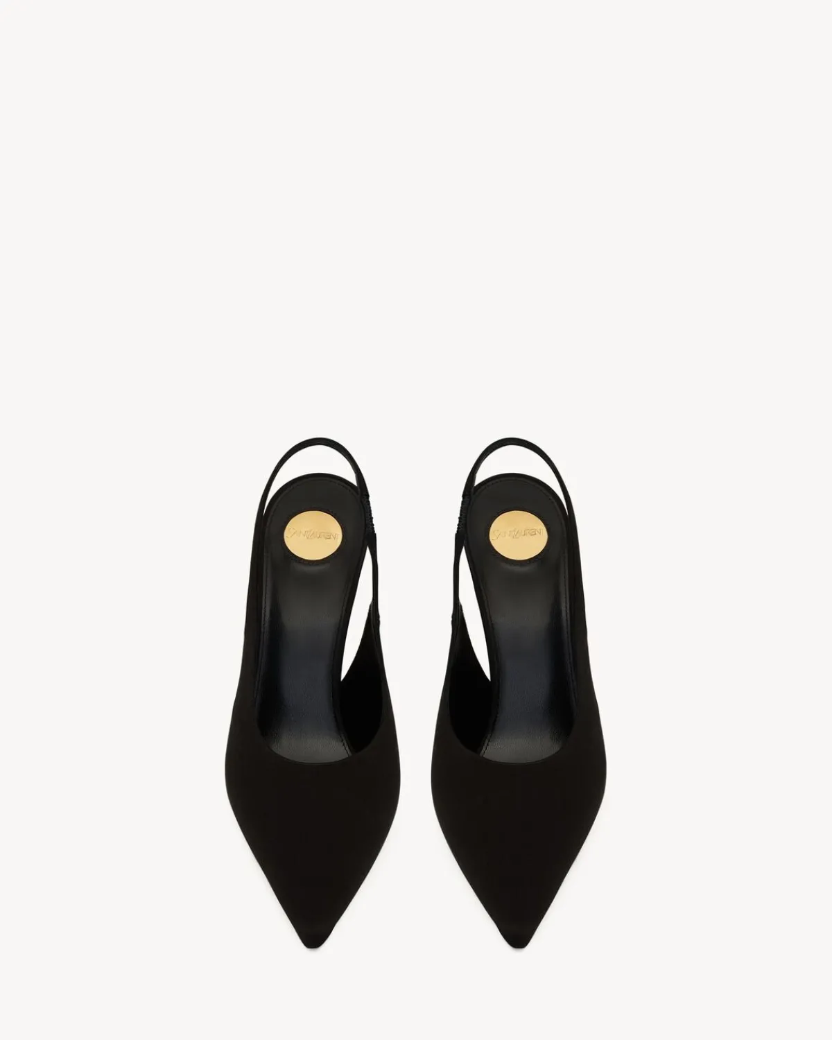 Saint Laurent Slingbacks-L'ENTRACTE slingback pumps in satin crepe BLACK