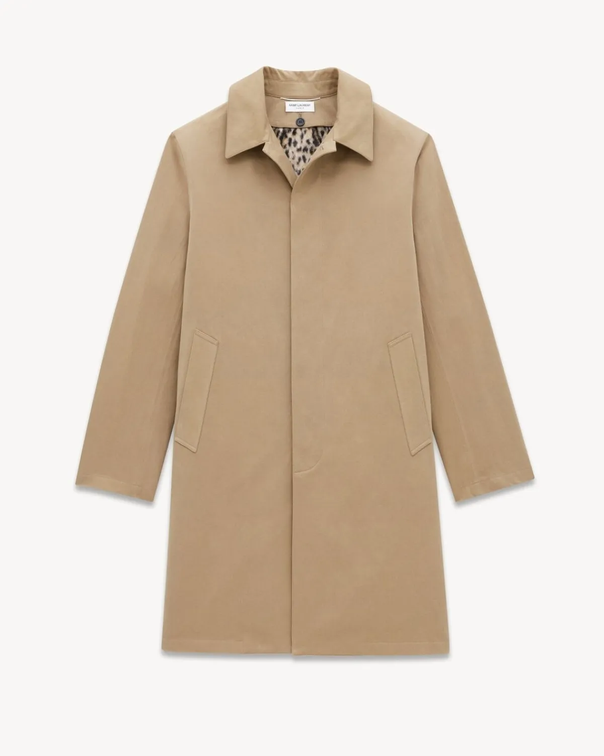 Saint Laurent Leather And Coats-Mackintosh coat in cotton gabardine BEIGE