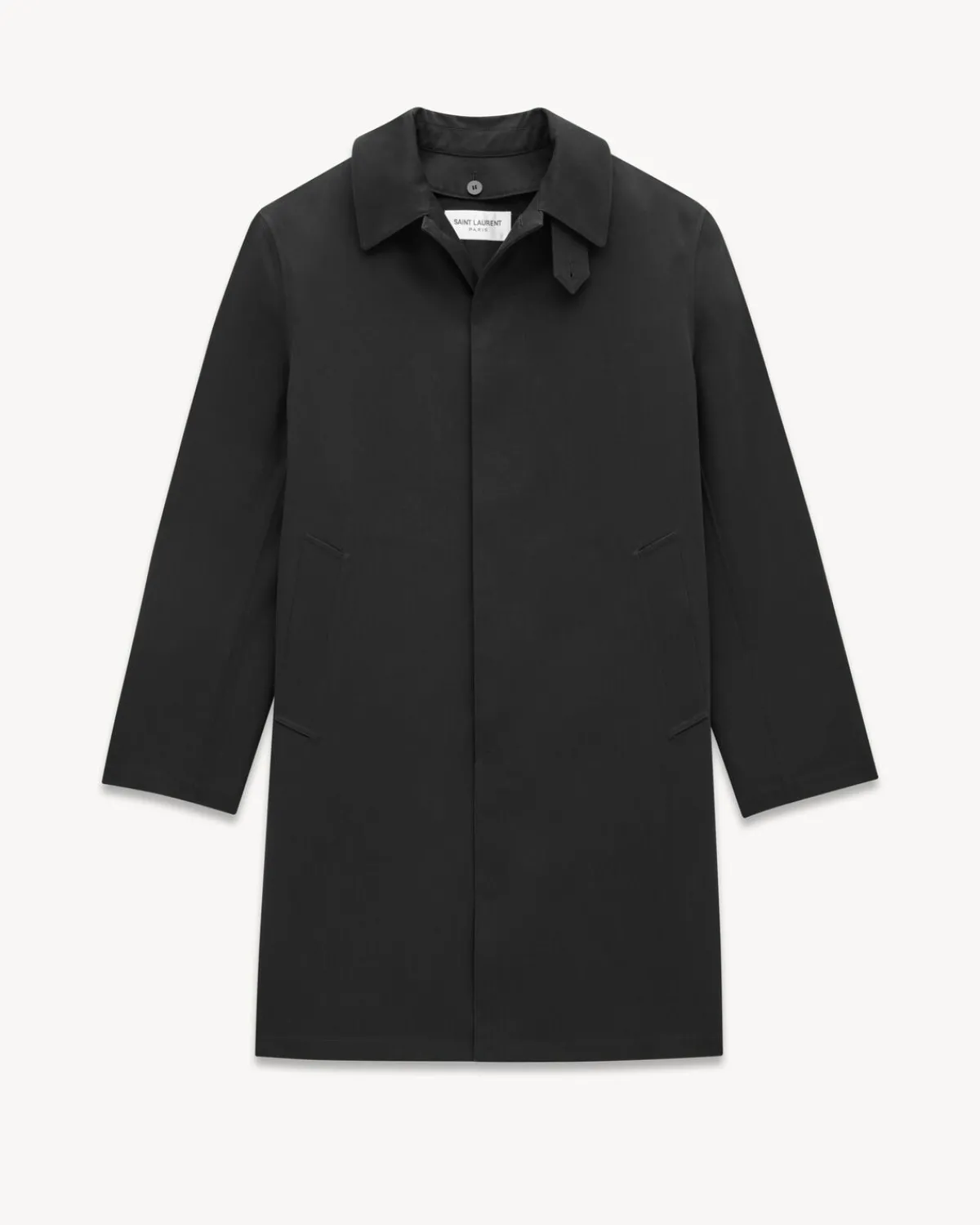 Saint Laurent Leather And Coats-Mackintosh coat in water-repellant canvas BLACK