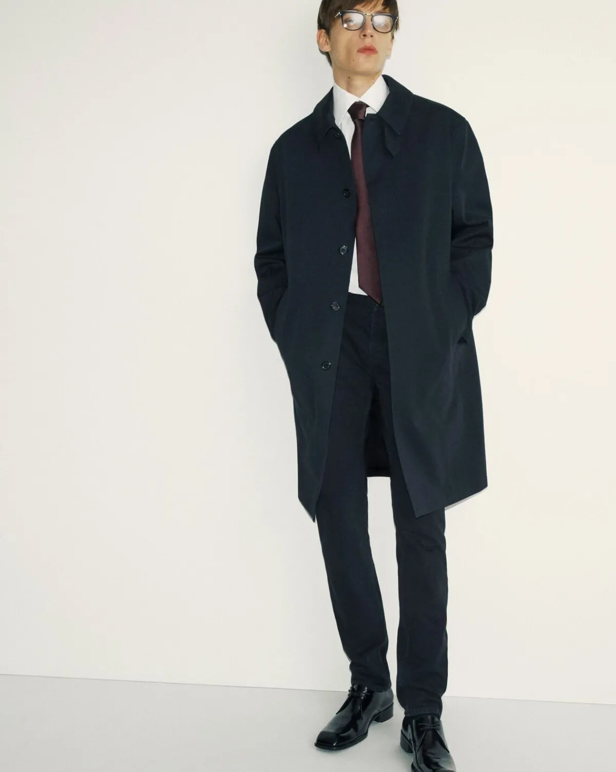 Saint Laurent Leather And Coats-Mackintosh coat in water-repellant canvas BLACK