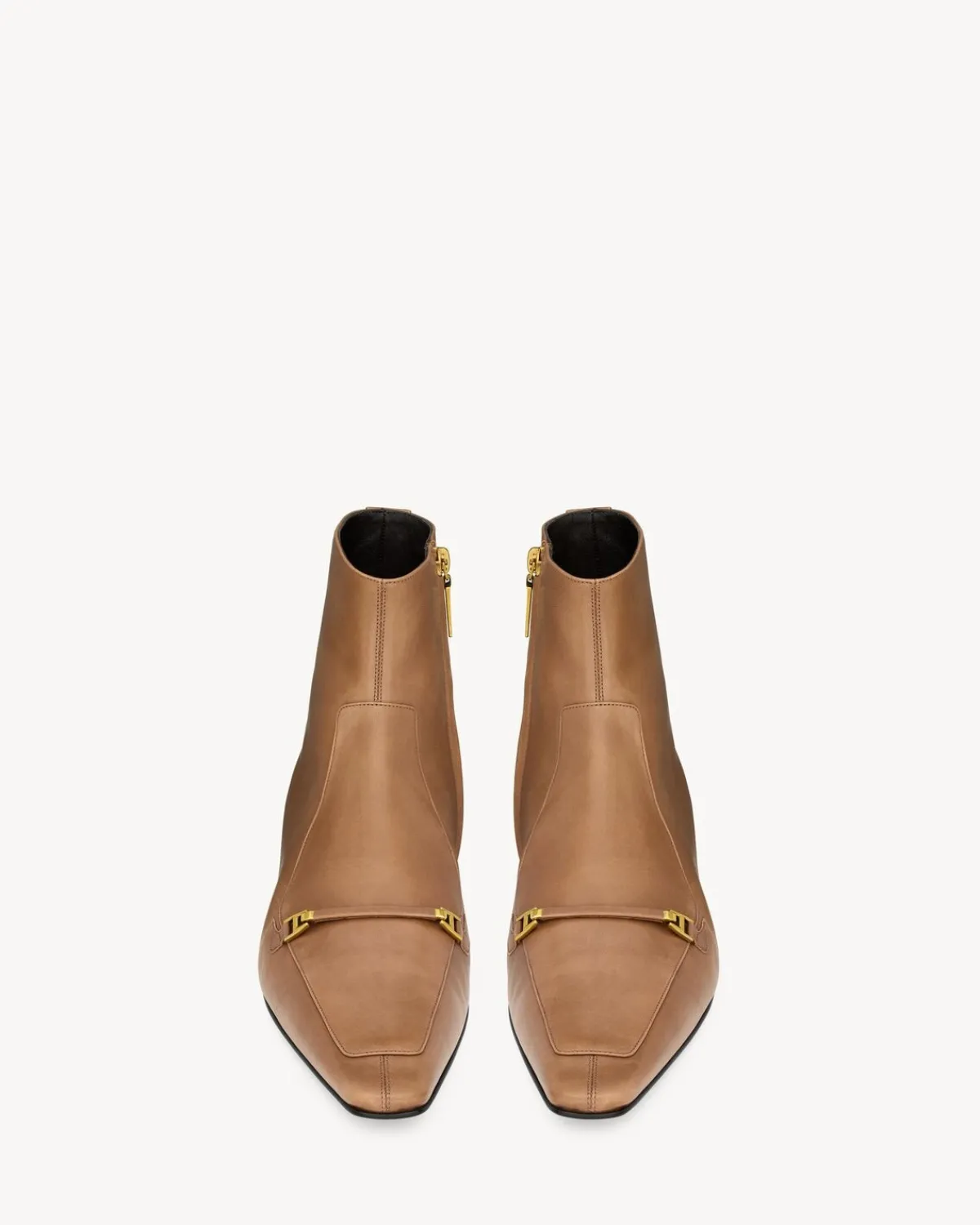 Saint Laurent Boots-MILTON boots in smooth leather MACADAMIA