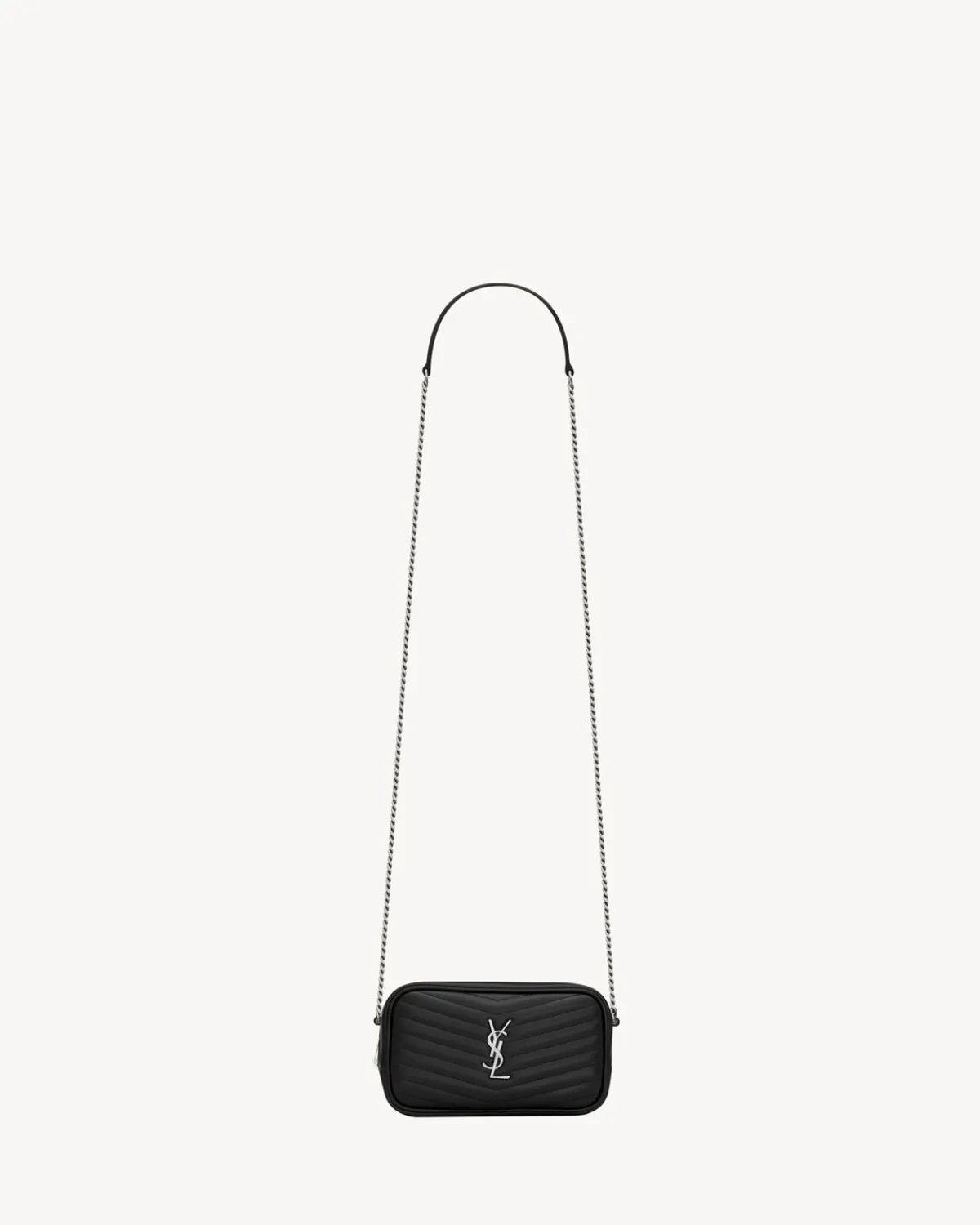 Saint Laurent Crossbody Bags-MINI LOU in quilted leather BLACK