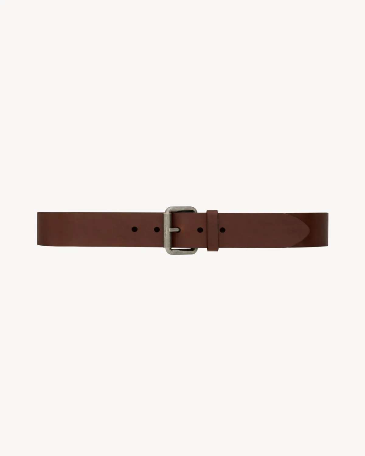 Saint Laurent Belts-MOTORCYCLE belt in leather DARKBROWNCHOCO