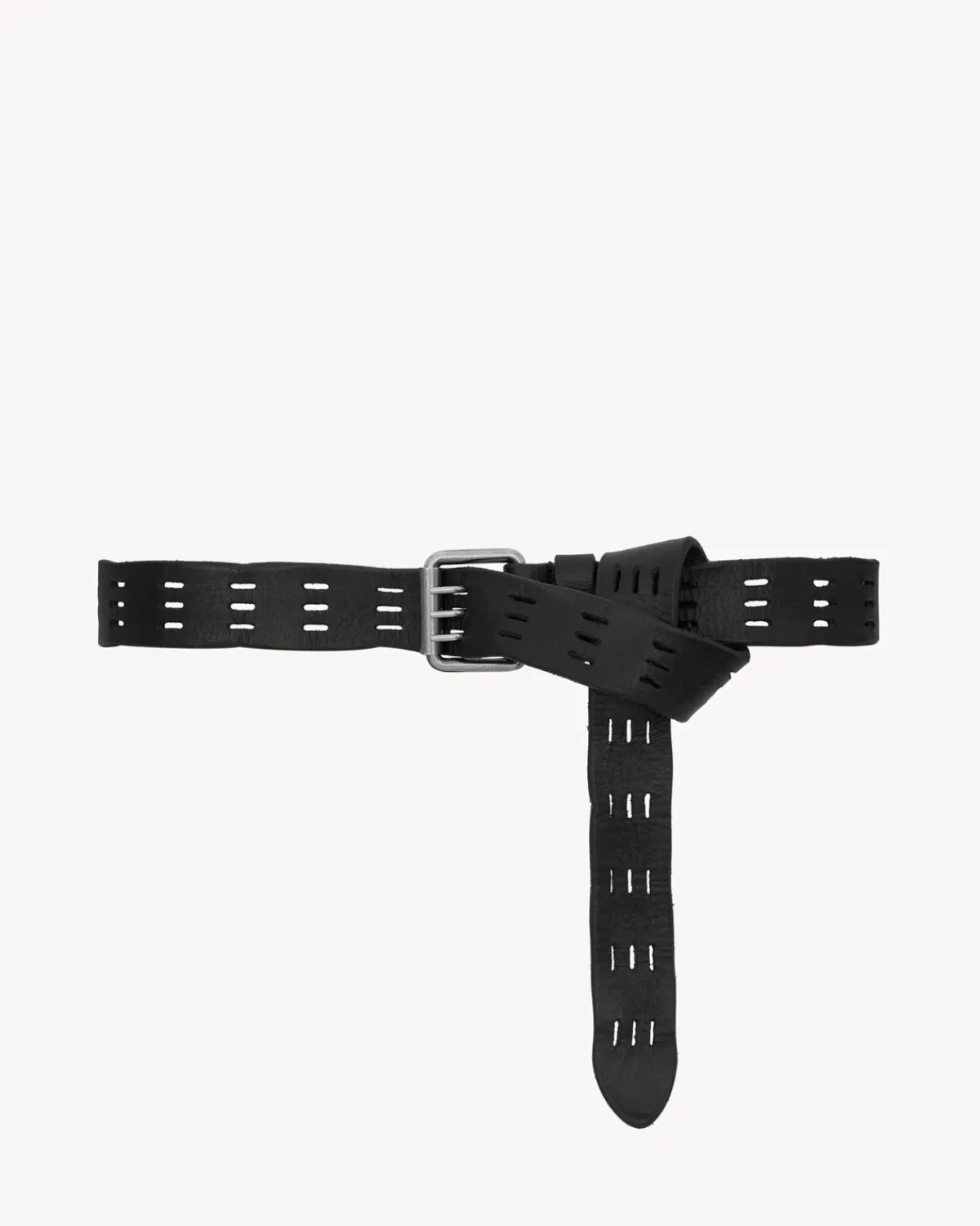 Saint Laurent Belts-motorcycle belt in leather BLACK