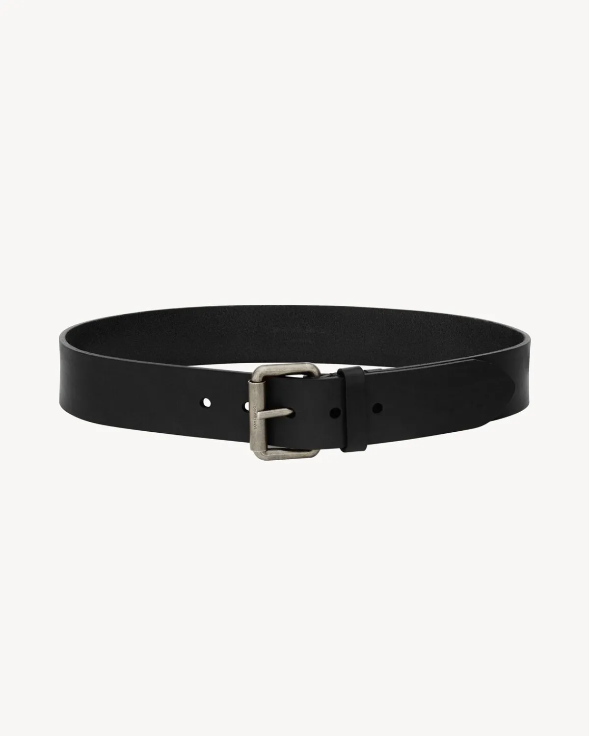 Saint Laurent Belts-MOTORCYCLE belt in leather BLACK