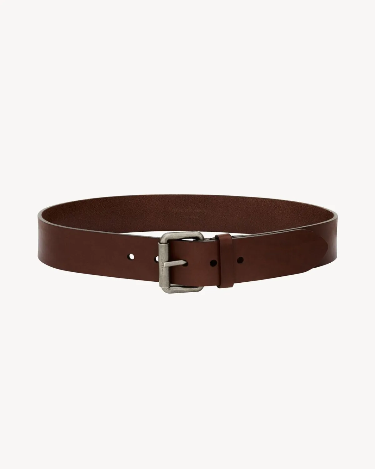 Saint Laurent Belts-MOTORCYCLE belt in leather DARKBROWNCHOCO