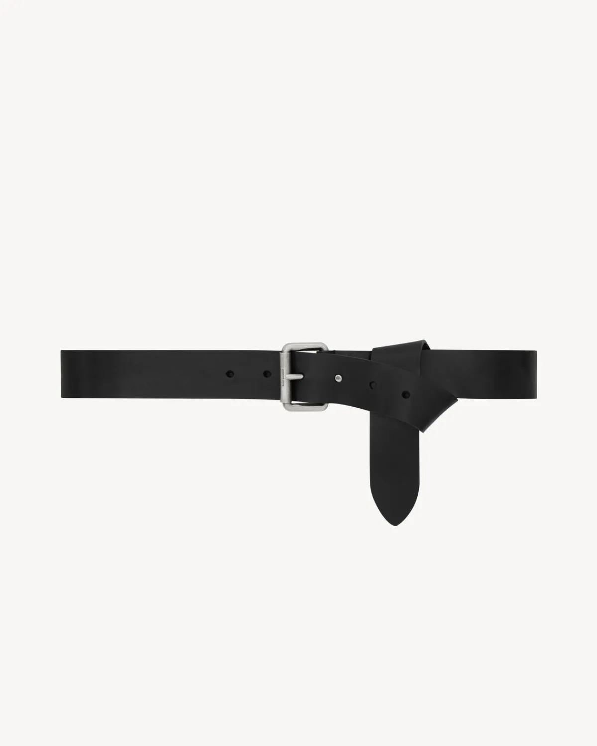 Saint Laurent Belts-MOTORCYCLE belt in vegetable-tanned leather BLACK