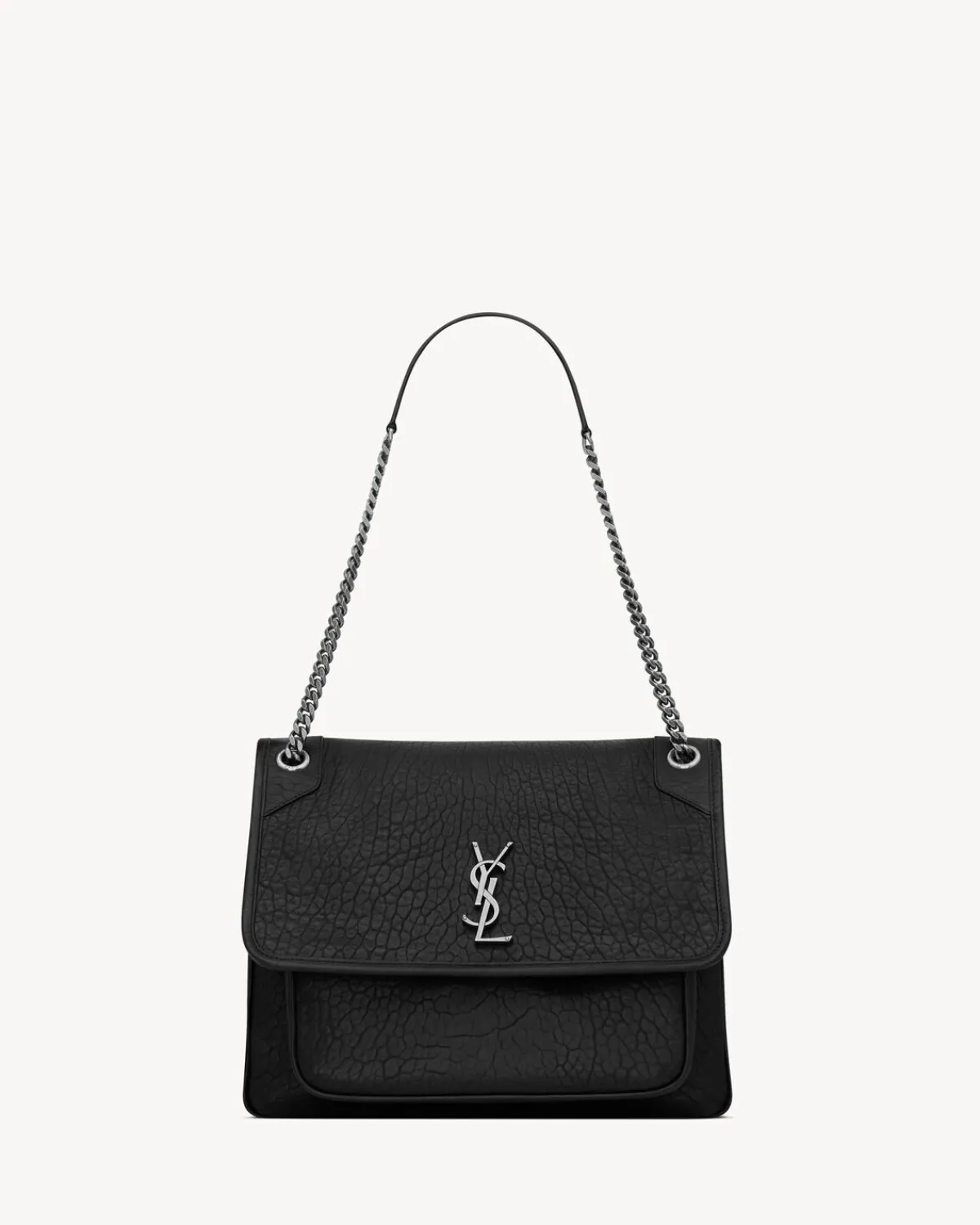 Saint Laurent Shoulder Bags-NIKI large in grained lambskin BLACK