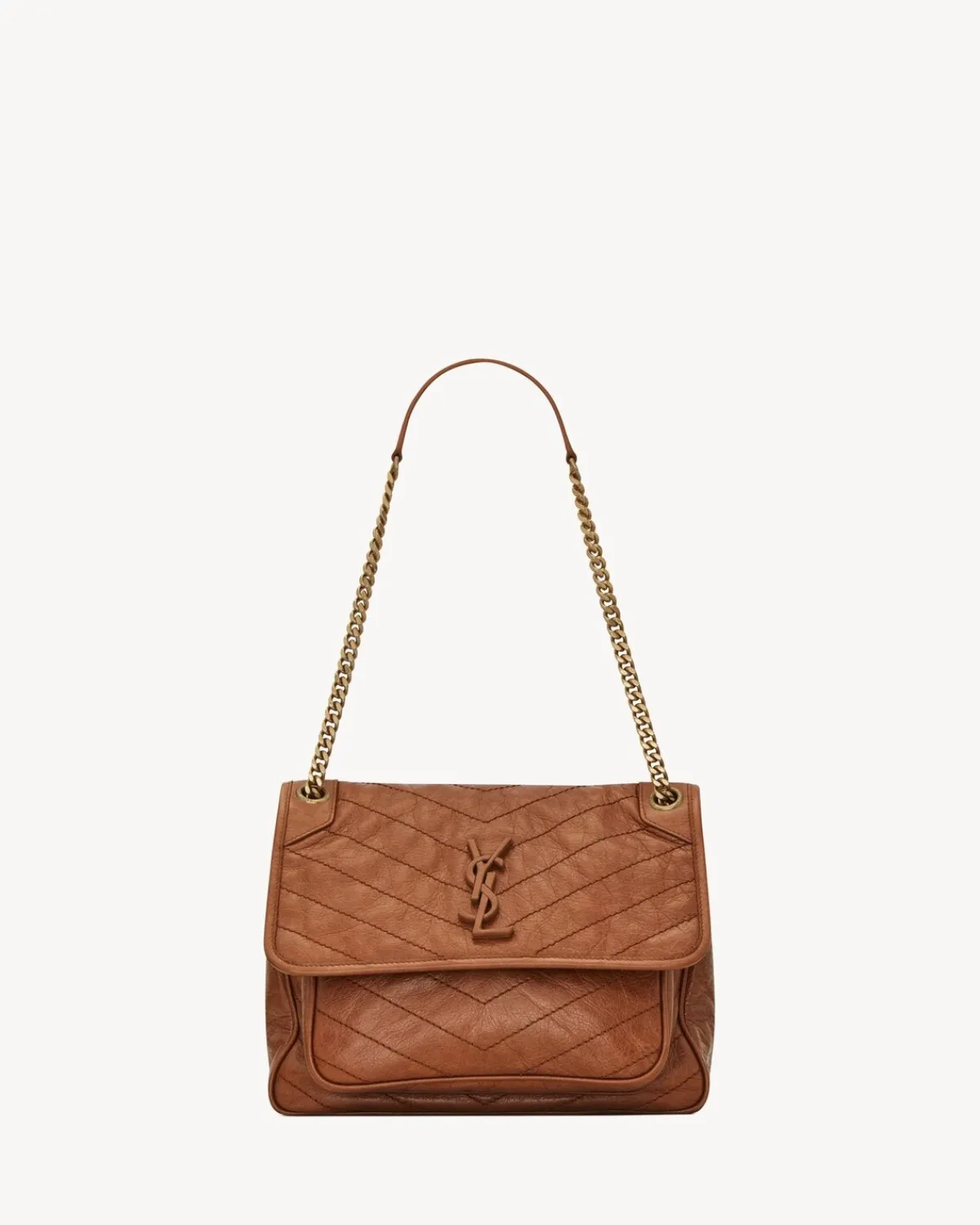 Saint Laurent Shoulder Bags-NIKI MEDIUM IN VINTAGE LEATHER LIGHTCARAMEL