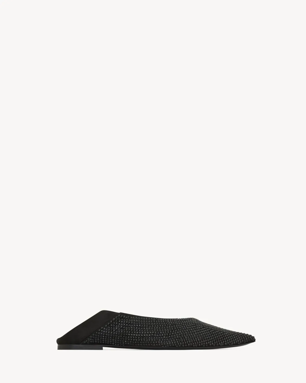 Saint Laurent Flats-NOUR slippers in satin crepe and rhinestones BLACK