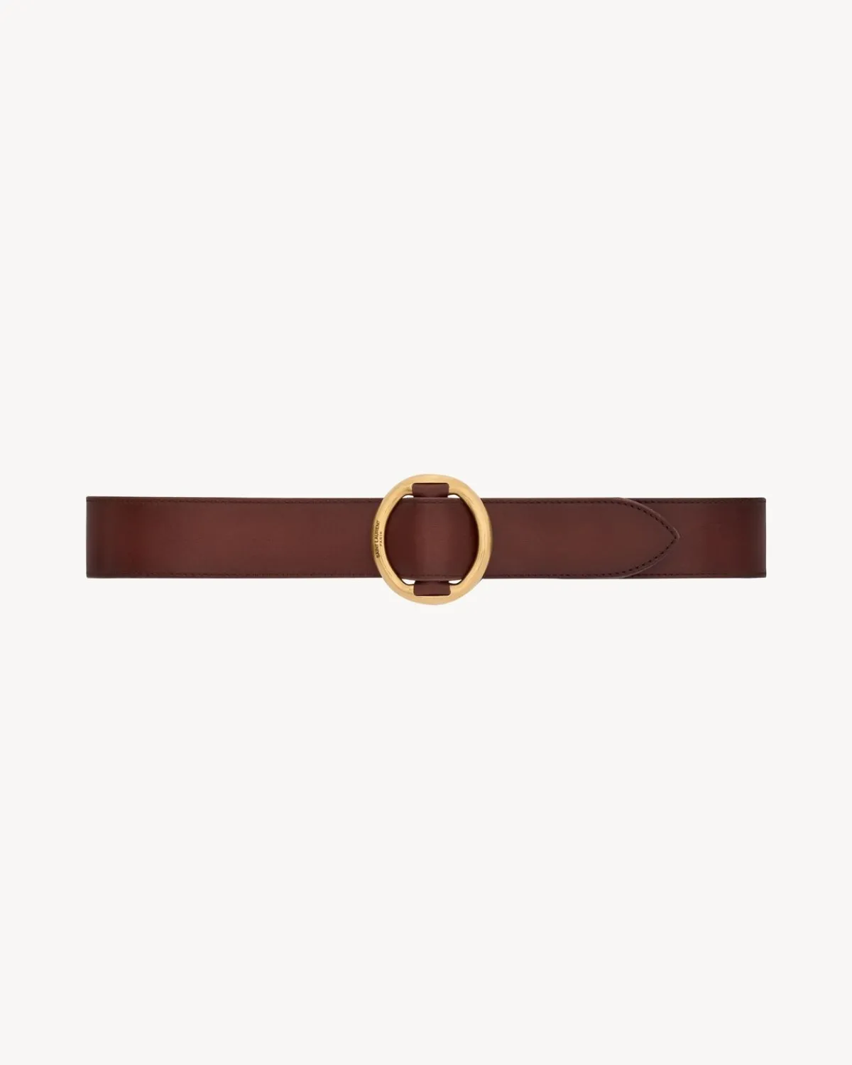 Saint Laurent Belts-oval buckle belt in leather DKBRCHOCO/BRCHOCO