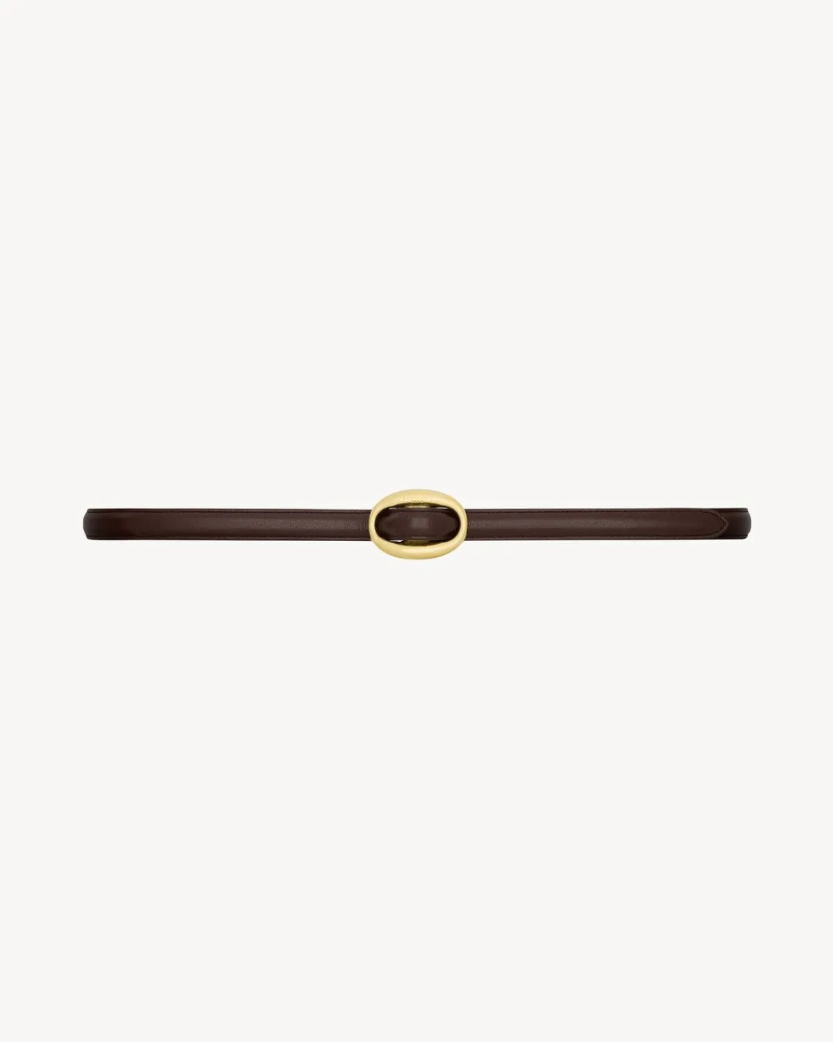 Saint Laurent Belts-oval buckle thin belt in smooth leather DARKCURRANT