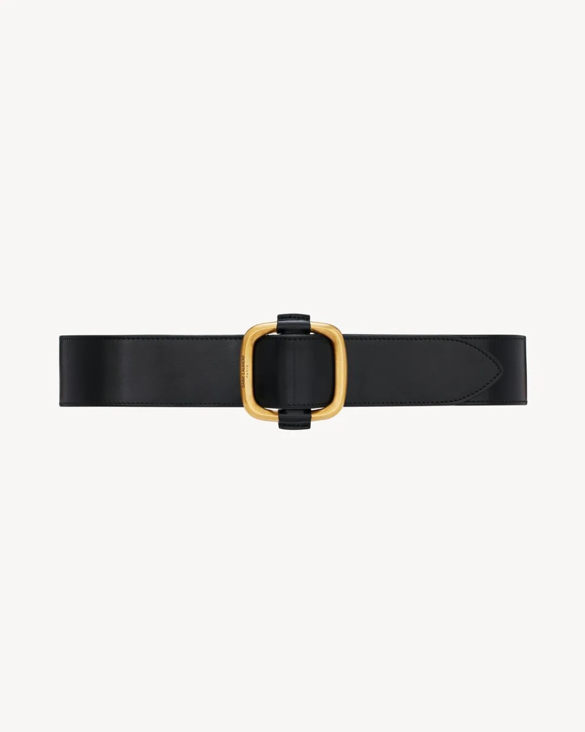 Saint Laurent Belts-oval wide belt in leather BLACK