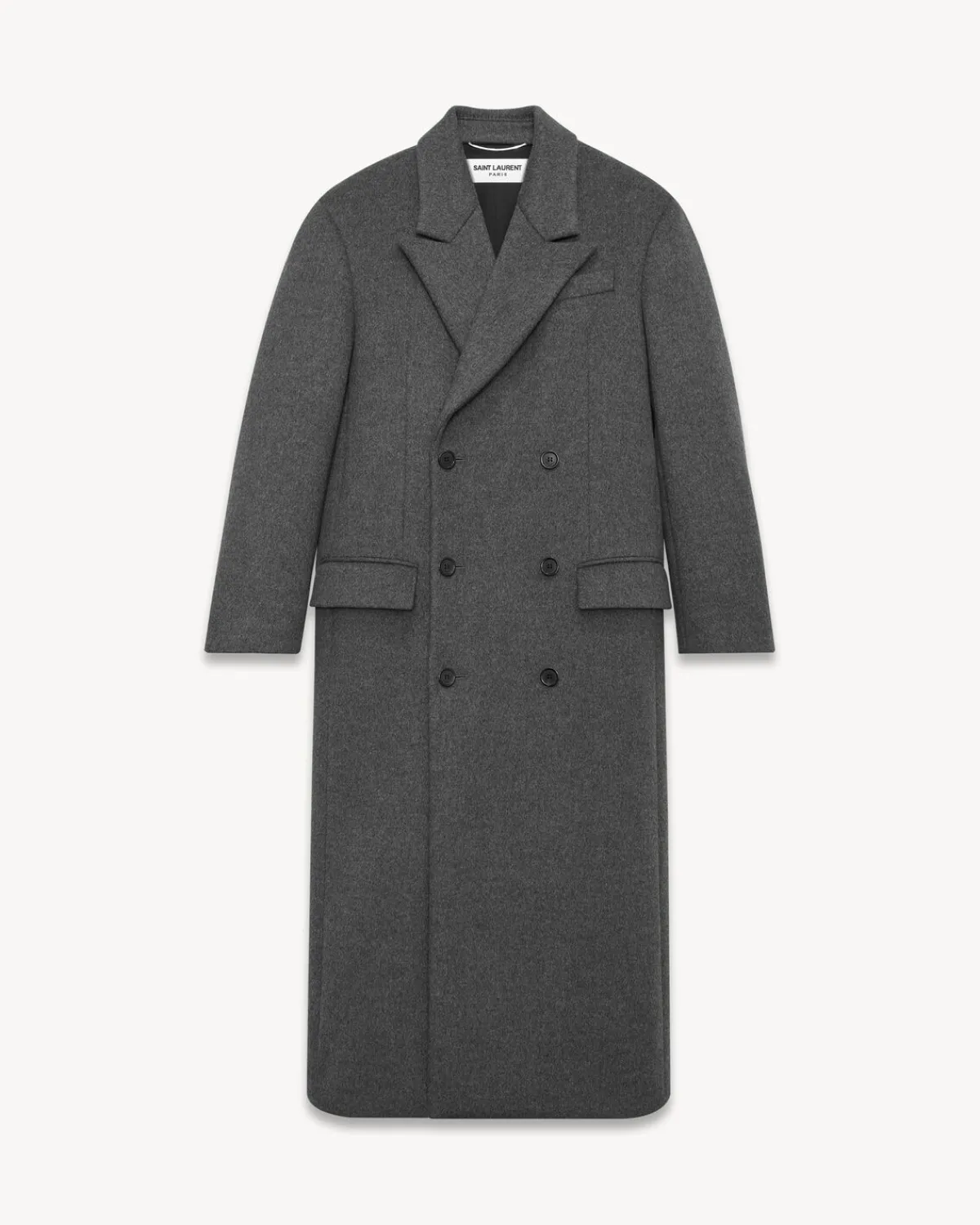 Saint Laurent Leather And Coats-oversized coat in wool ANTHRACITECHINE