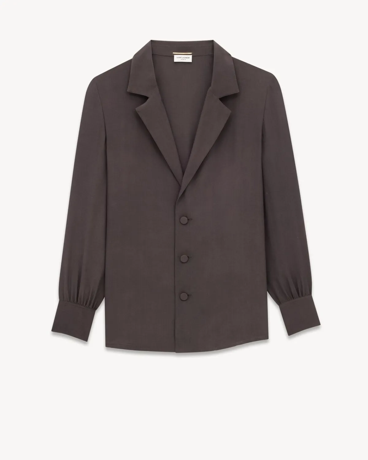 Saint Laurent Shirts And Tops-Pajama Shirt in Silk Crepe de Chine MARRON