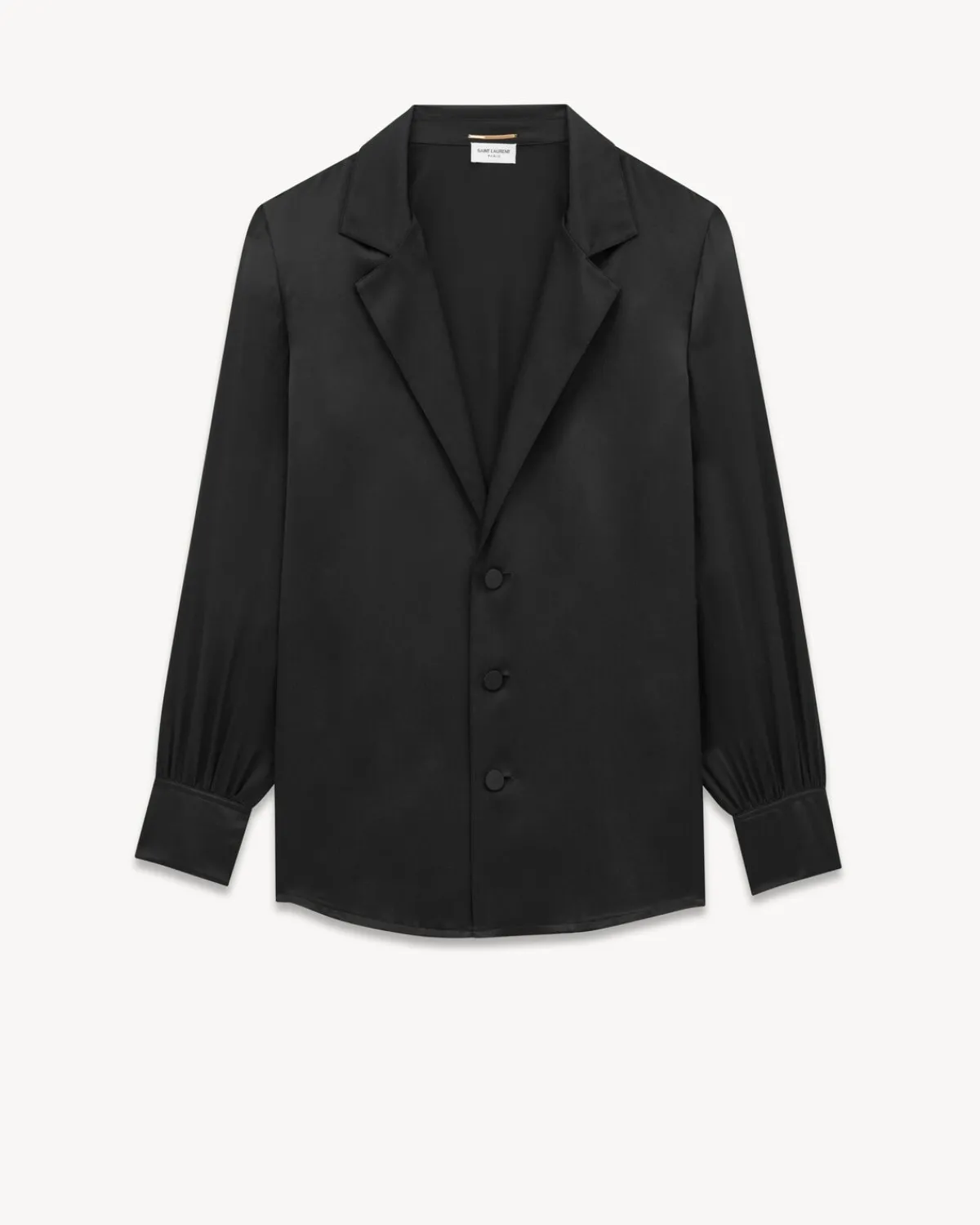 Saint Laurent Shirts And Tops-Pajama Shirt in Silk Satin Crepe BLACK