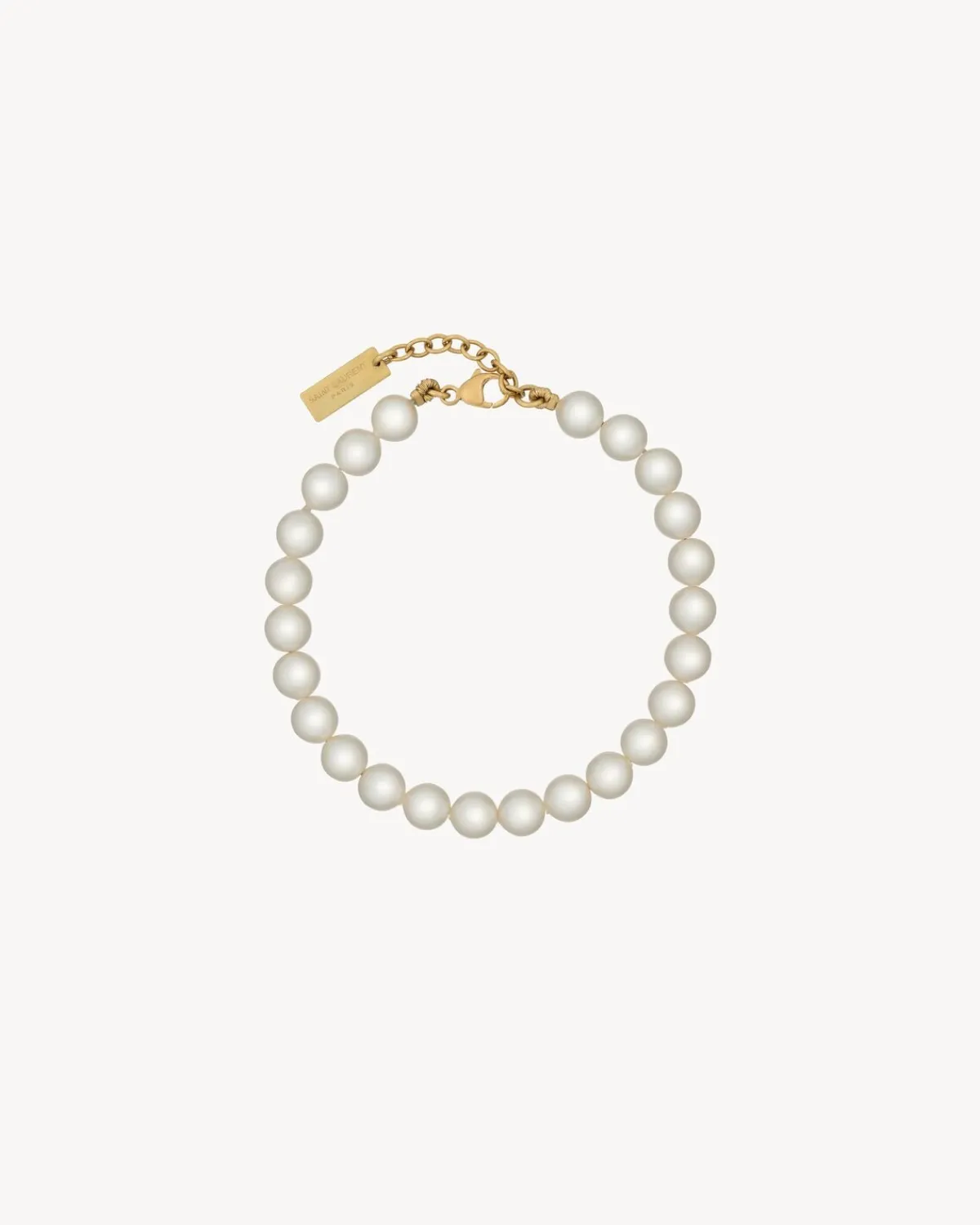 Saint Laurent Cuffs And Bracelets-pearl bracelet in metal CREAMANDGOLD