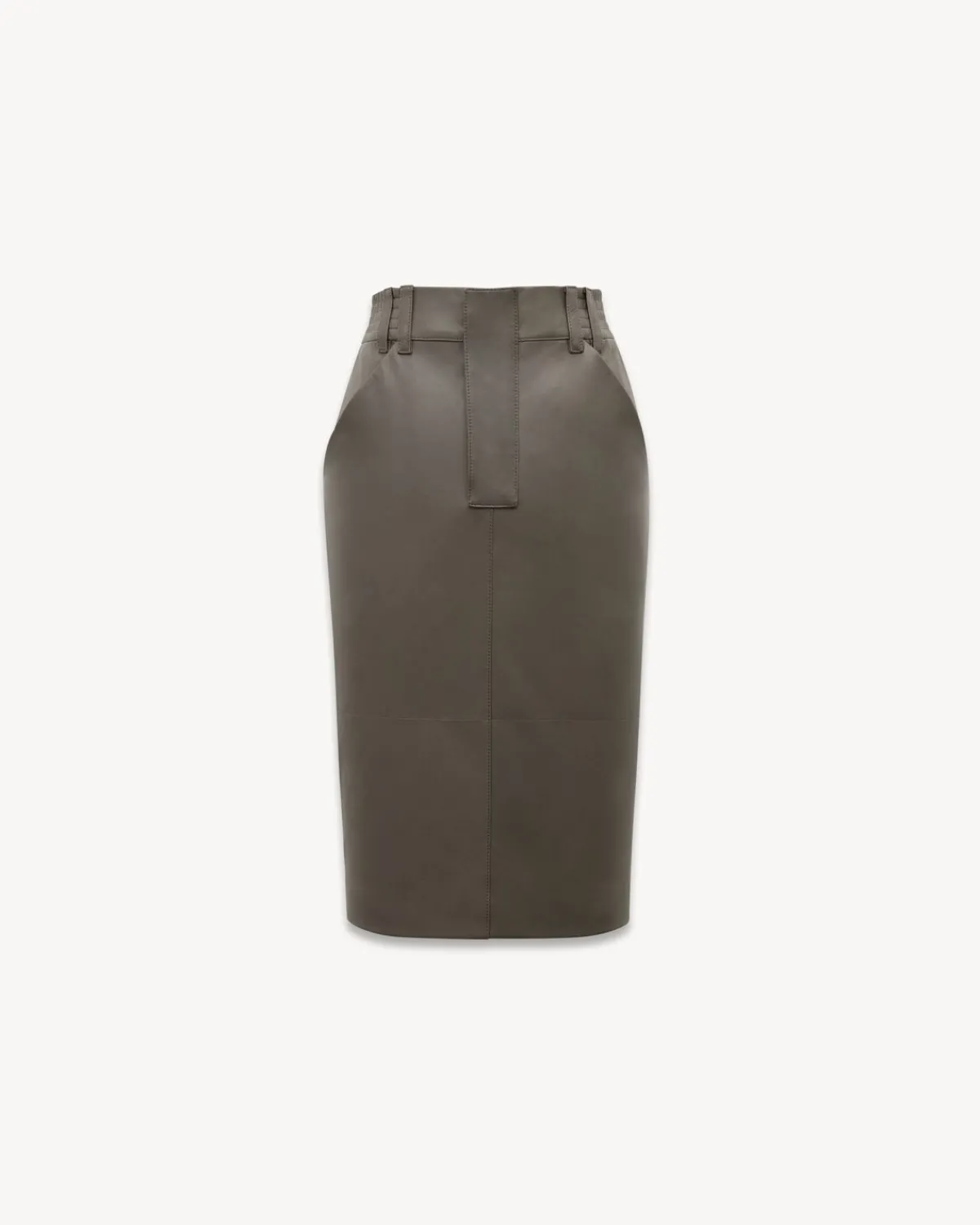 Saint Laurent Leather And Coats-pencil skirt in shiny lambskin GRIS