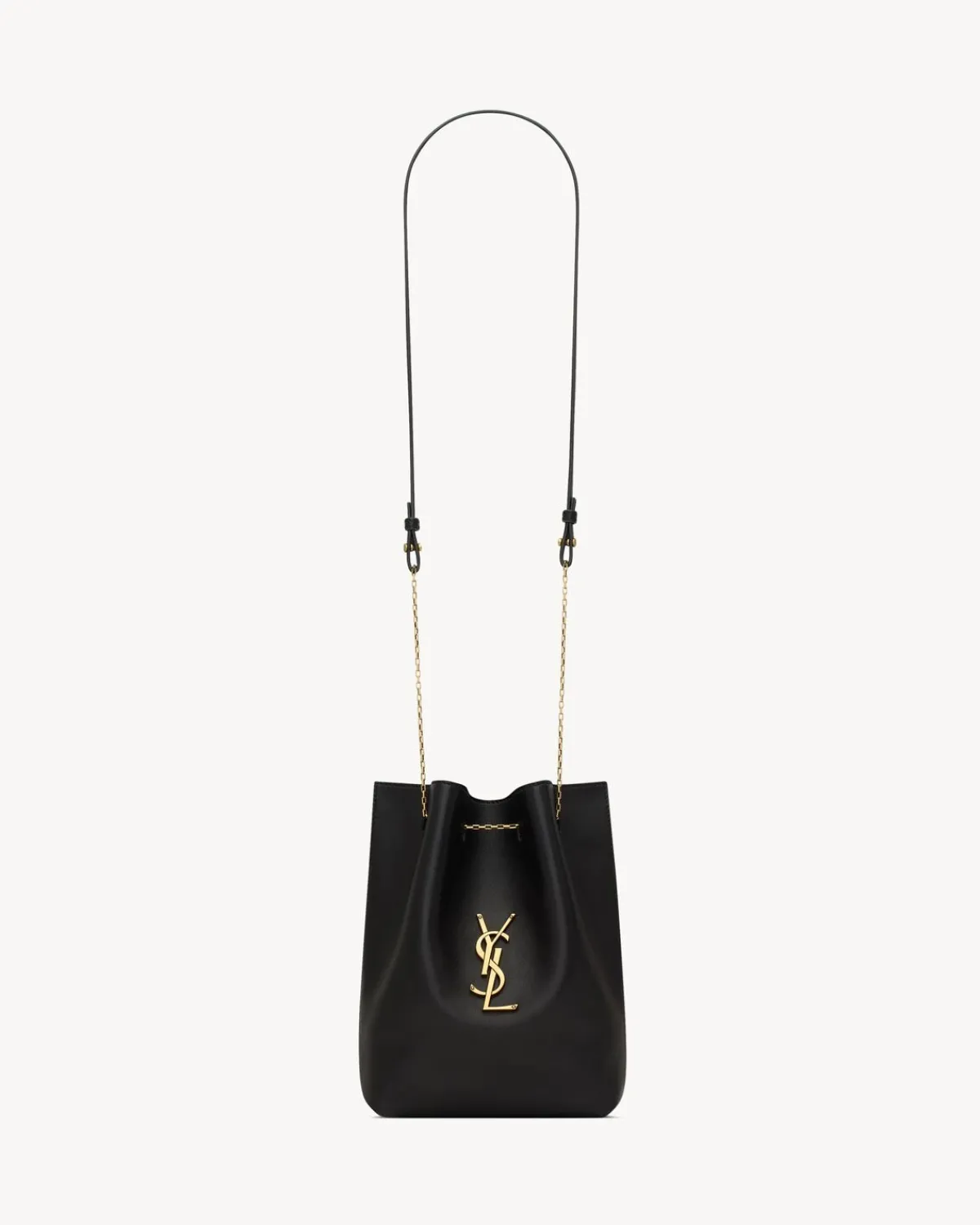 Saint Laurent Mini Bags-POCHON in lambskin BLACK