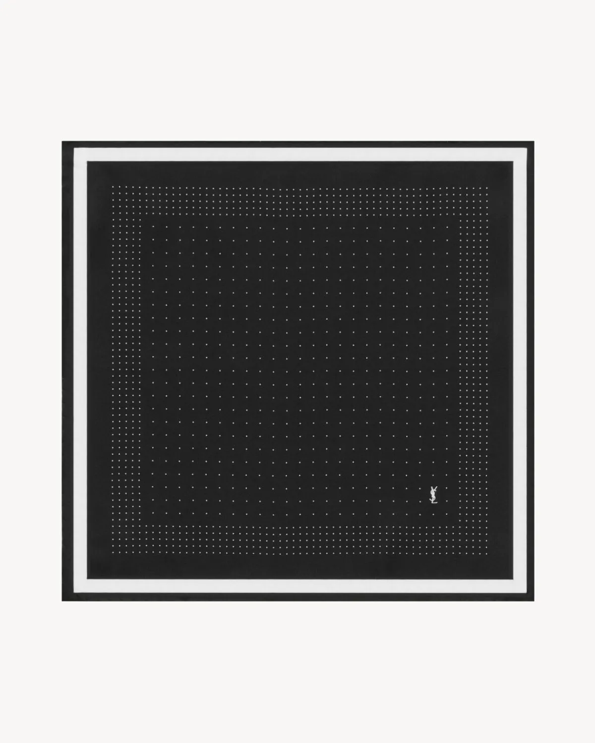 Saint Laurent Other Accessories-pocket square in dotted silk twill BLACKANDIVORY