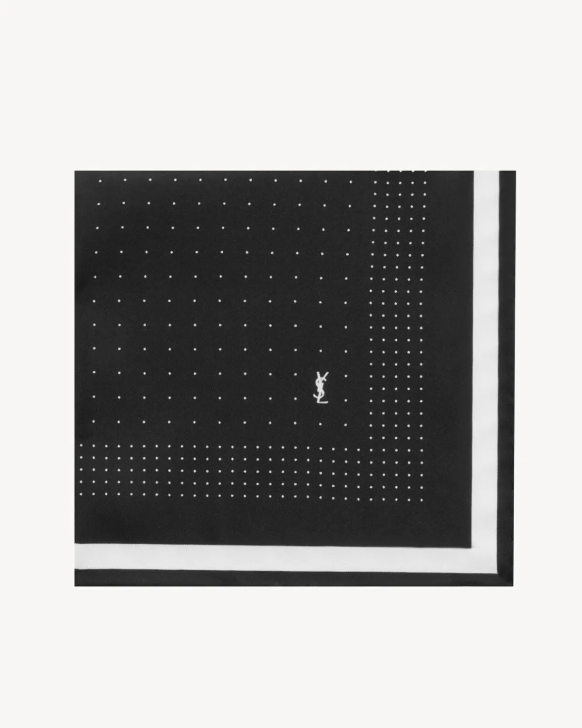 Saint Laurent Other Accessories-pocket square in dotted silk twill BLACKANDIVORY