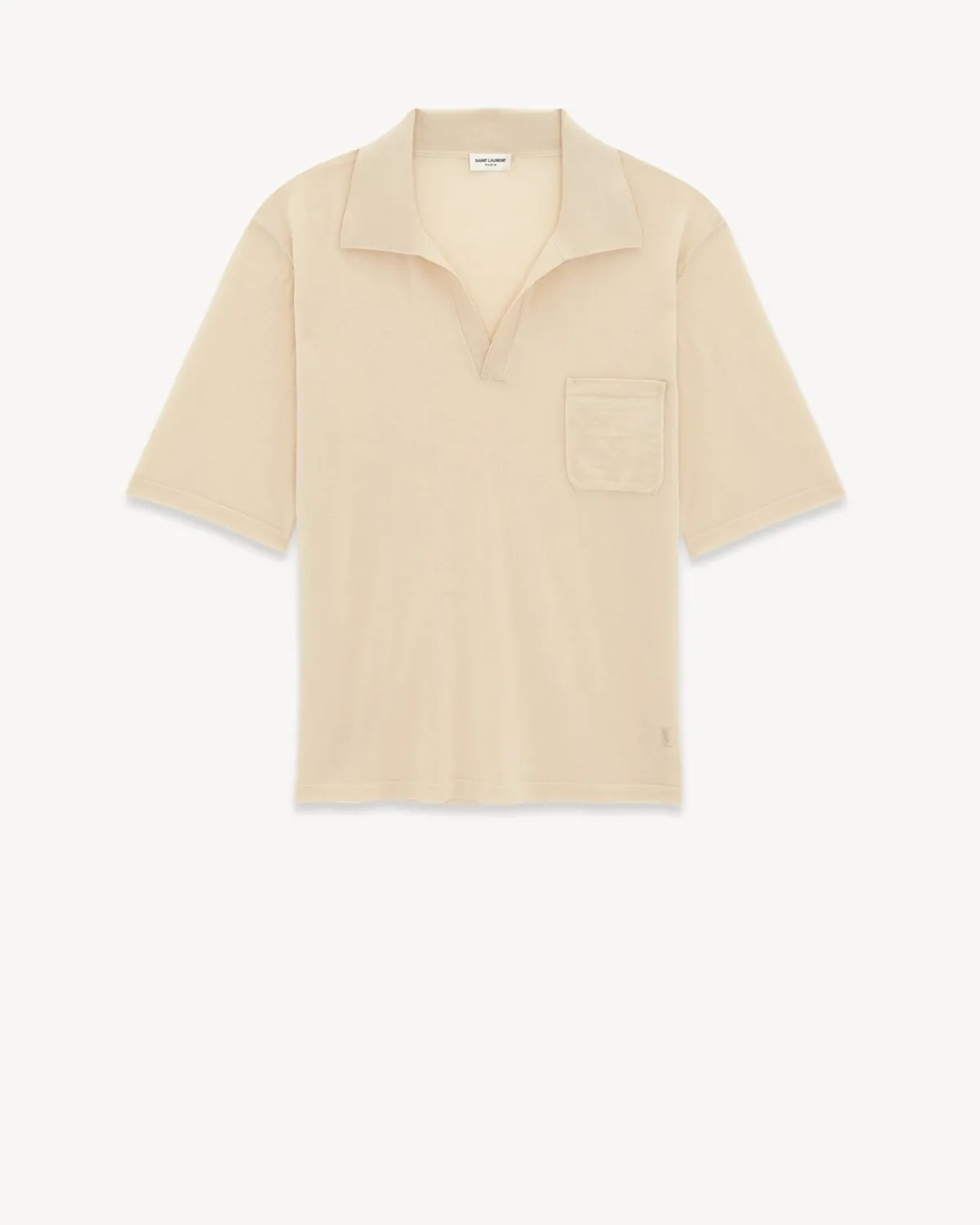 Saint Laurent Knitwear-Polo Shirt Cassandre in Wool ECRU