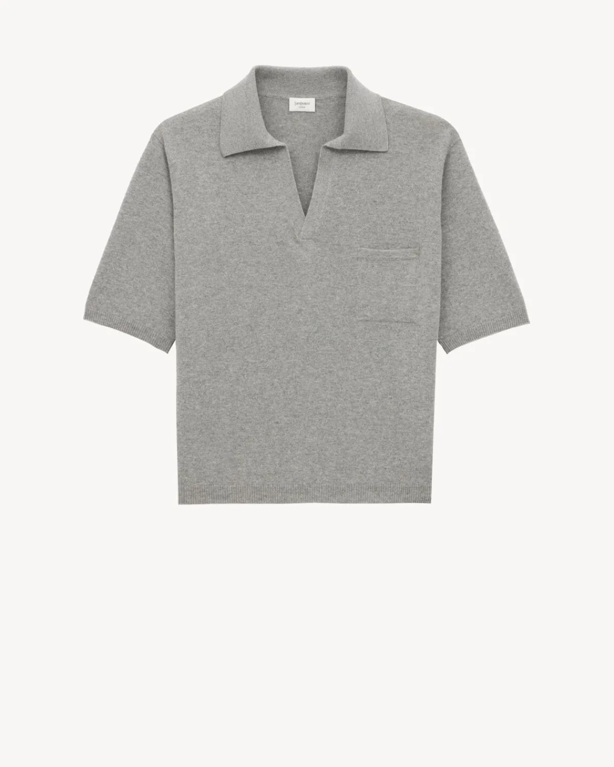 Saint Laurent Knitwear-POLO SHIRT IN WOOL GRISCHINE